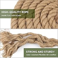 Vista 2 de Cuerda de Manila de 1 pulgada x 100 pies, cuerda de cáñamo natural, cuerdas de cáñamo decorativas grandes y gruesas, cuerdas náuticas trenzadas