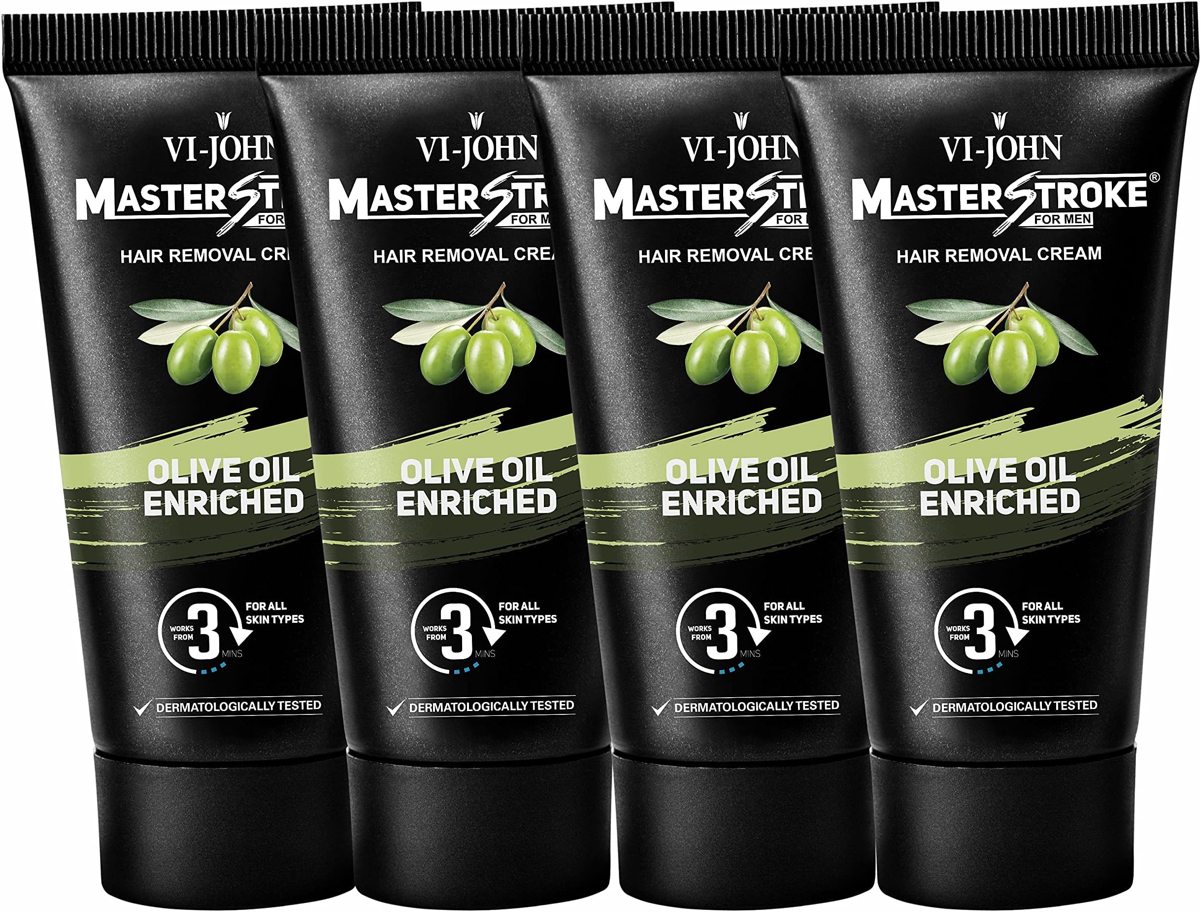 Master Stroke Men Hair Removal Cream Olive 60GM Pack of 4 Cream 240 g, Set of 4
