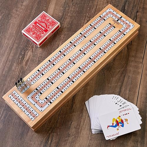 Miniatura 8 de Vamslove Juego de mesa magnética de madera plegable de 3 pistas de 15 pulgadas, con instrucciones (idioma español no garantizado), ranuras de