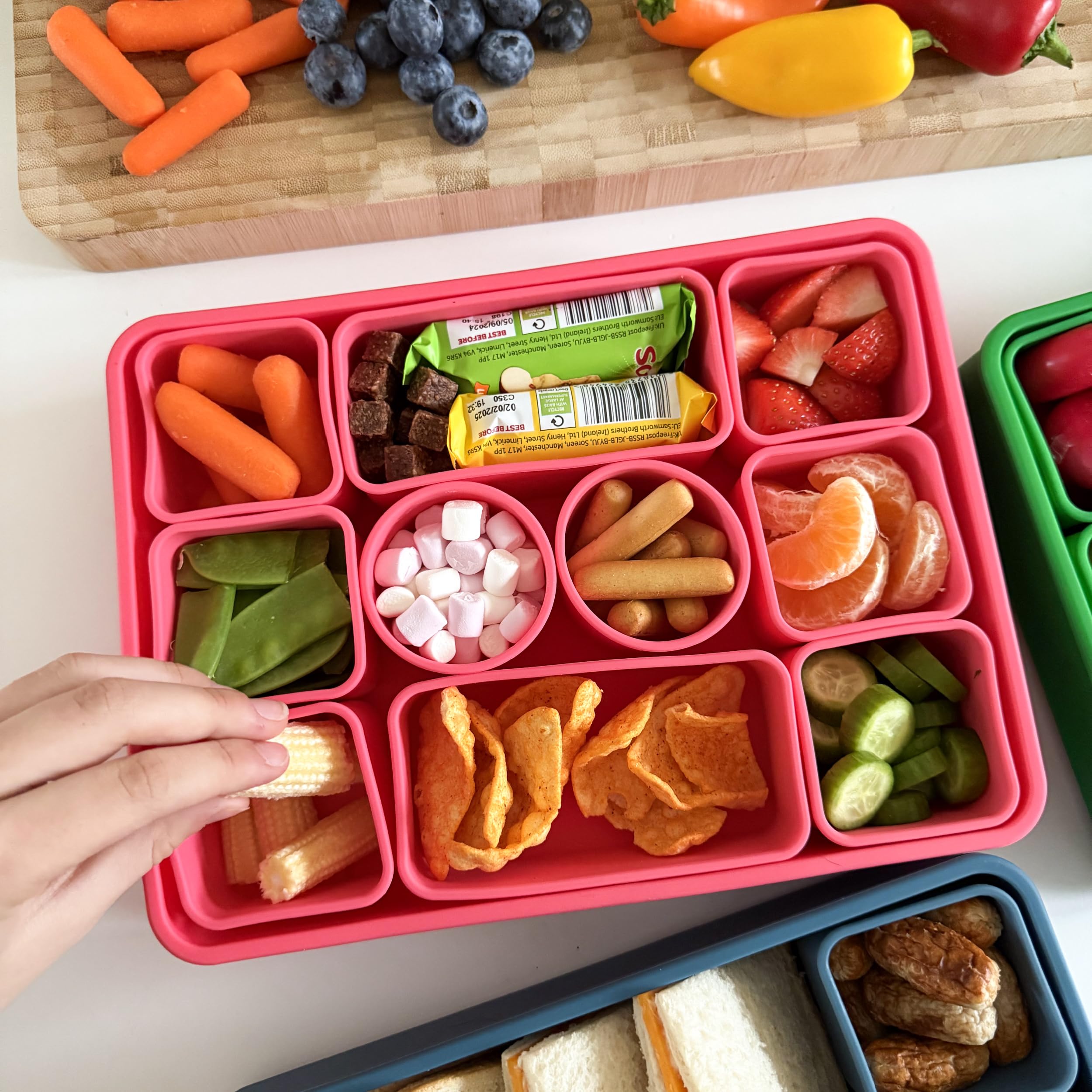 Pick Plate Pink Snackle Box |10 Compartments | Divided Removable Snack Organiser For Veg, Fruits. Cheese, Meats, Nuts | Travel Snacks Or Snack Container For Home | Kids And Adults | Drop Proof (Pink)
