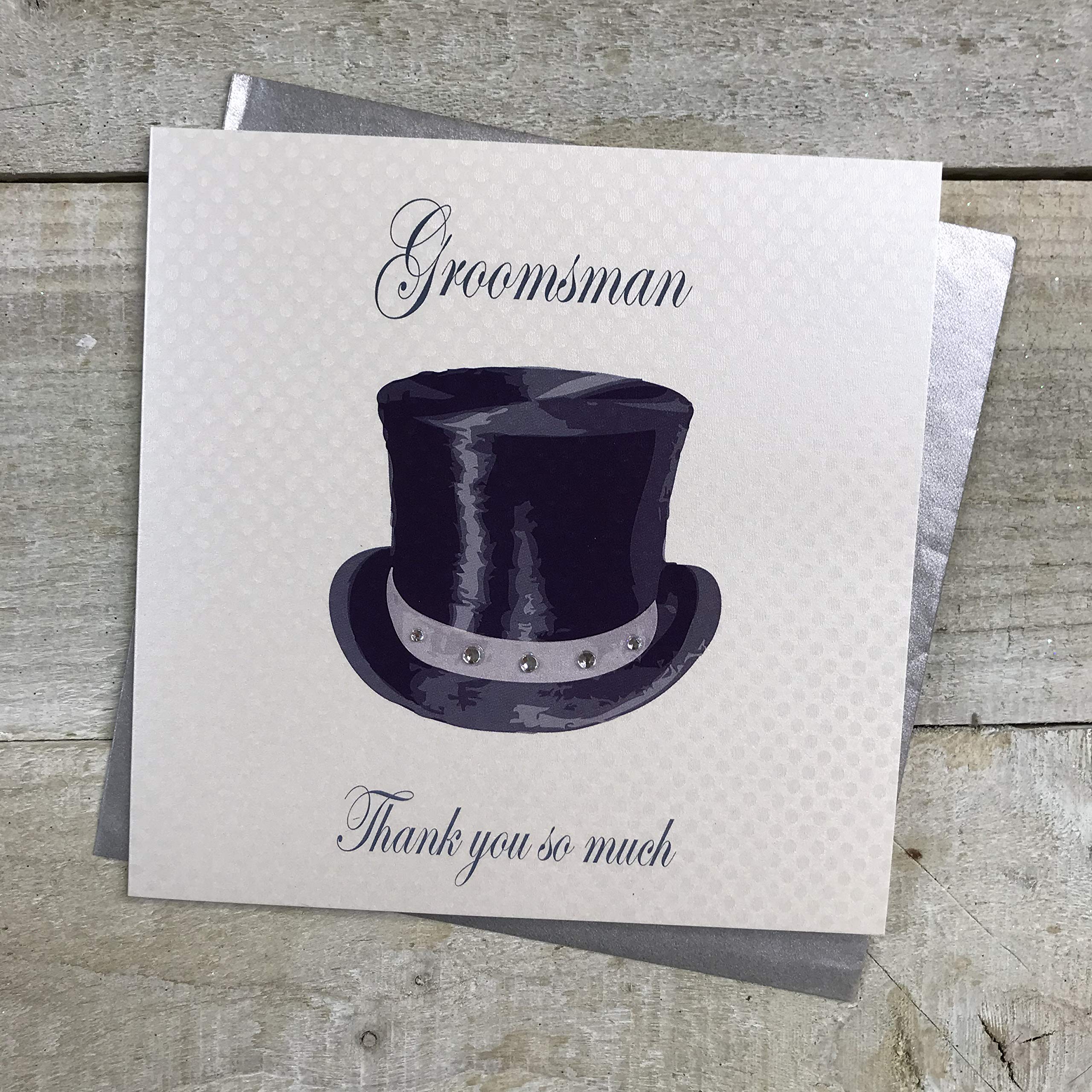 WHITE COTTON CARDS Groomsman Thank You So Much Wedding Handmade Card, White, PD21a