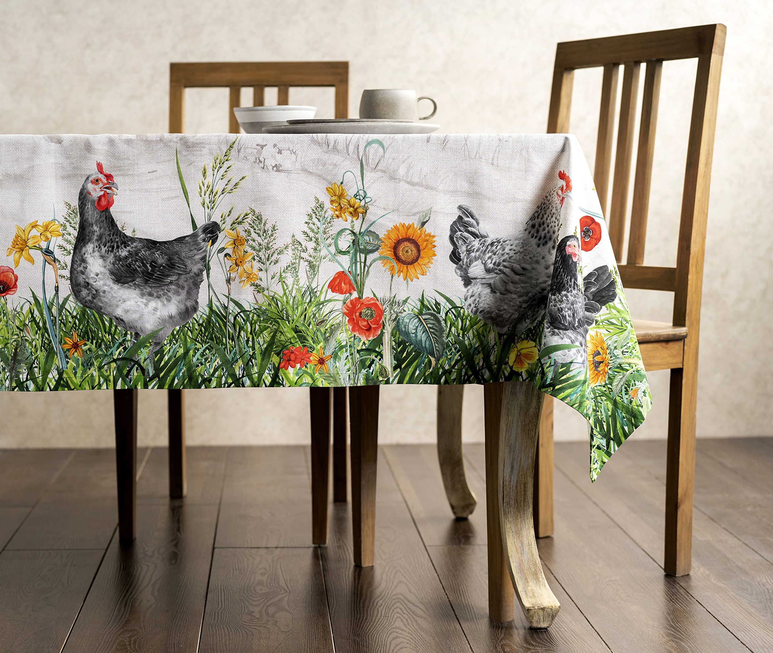 Maison d' Hermine Table Cloth Rectangle Table 100% Cotton 180 cm x 140 cm Tablecloth Reusable Everyday Use for Dining Farmhouse Home Party Festive Gifts for Mothers Day (Basse Cour) - Image 4