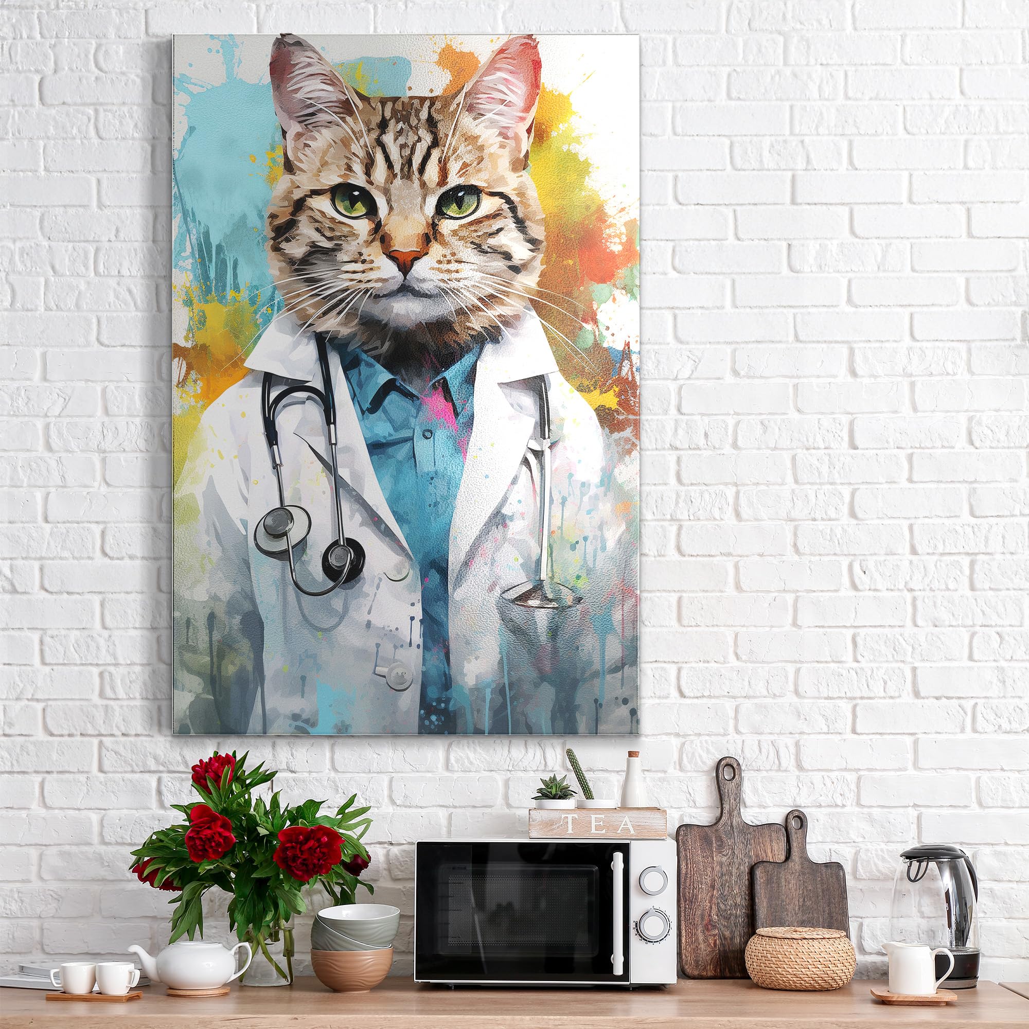 Metalowa tablica magnetyczna, wymiary 60 x 90 cm, motyw "Pfotige Praxis", tablica suchościeralna na wszystkie magnesy, tablica magnetyczna do kuchni i biura, designerska tablica do przypinania