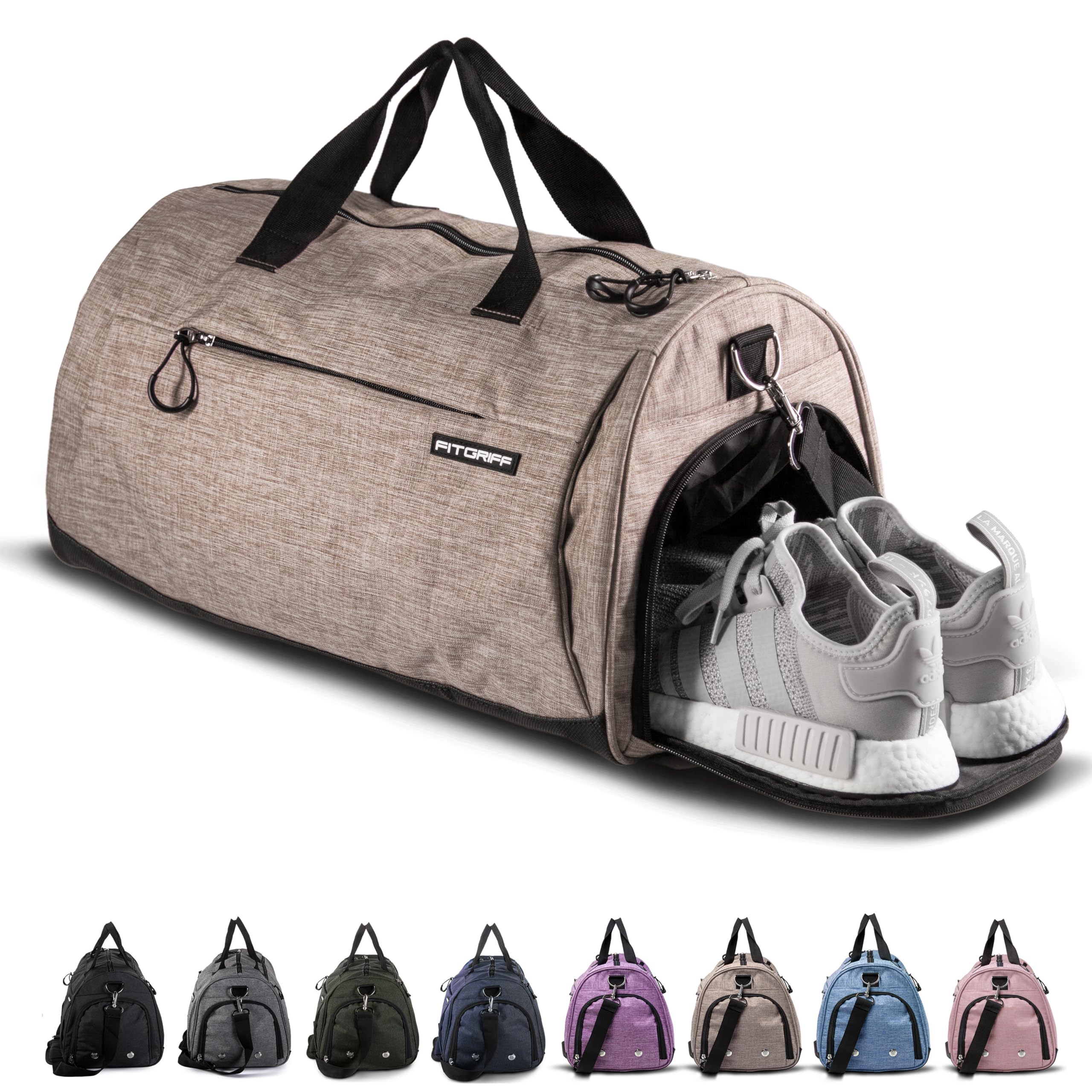 Fitgriff® Sports Gym Bag for Men and Women - with Shoe Compartment & Wet Pocket - Fitness Bag