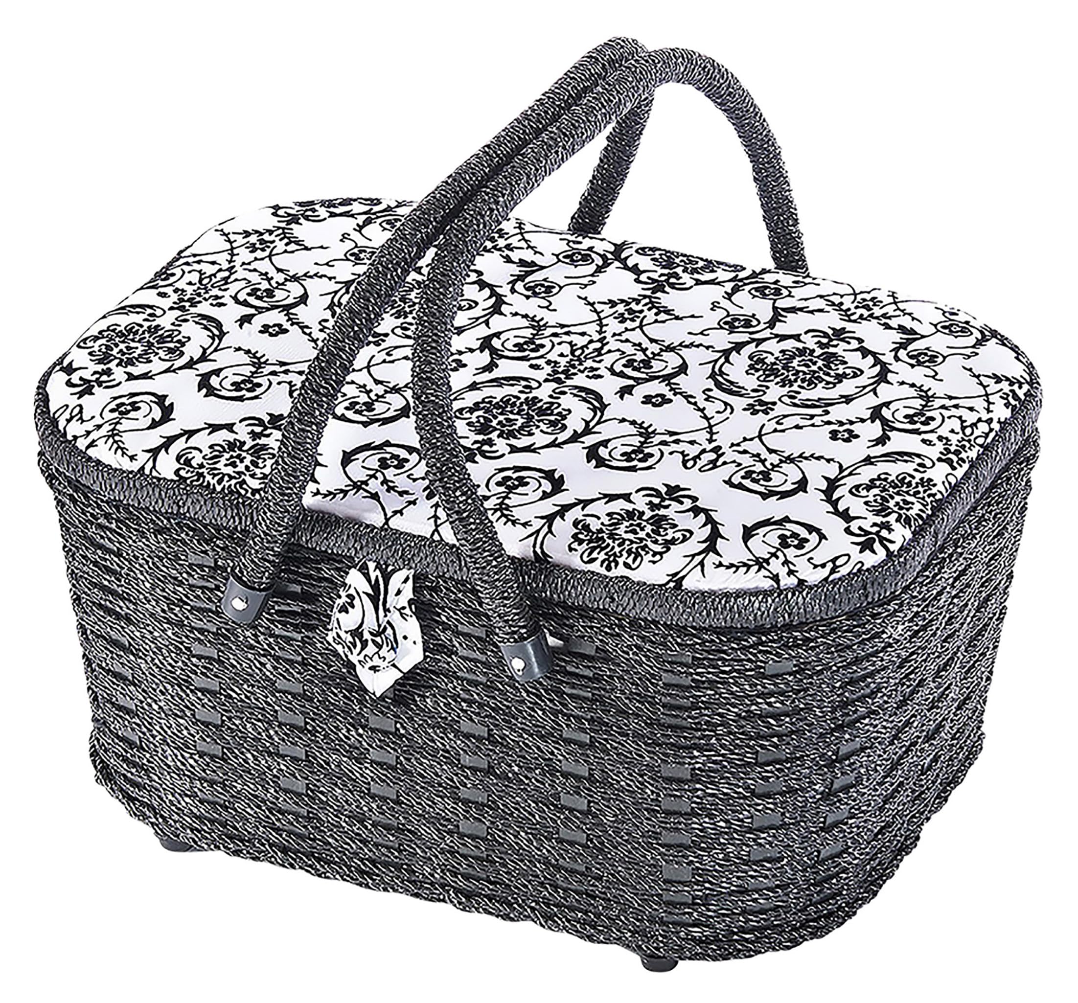 Kobolo Nähkästchen Nähkorb Nähkörbchen Nähkasten - florales Design - 35x27x17 cm Organisationseinsatz Textil