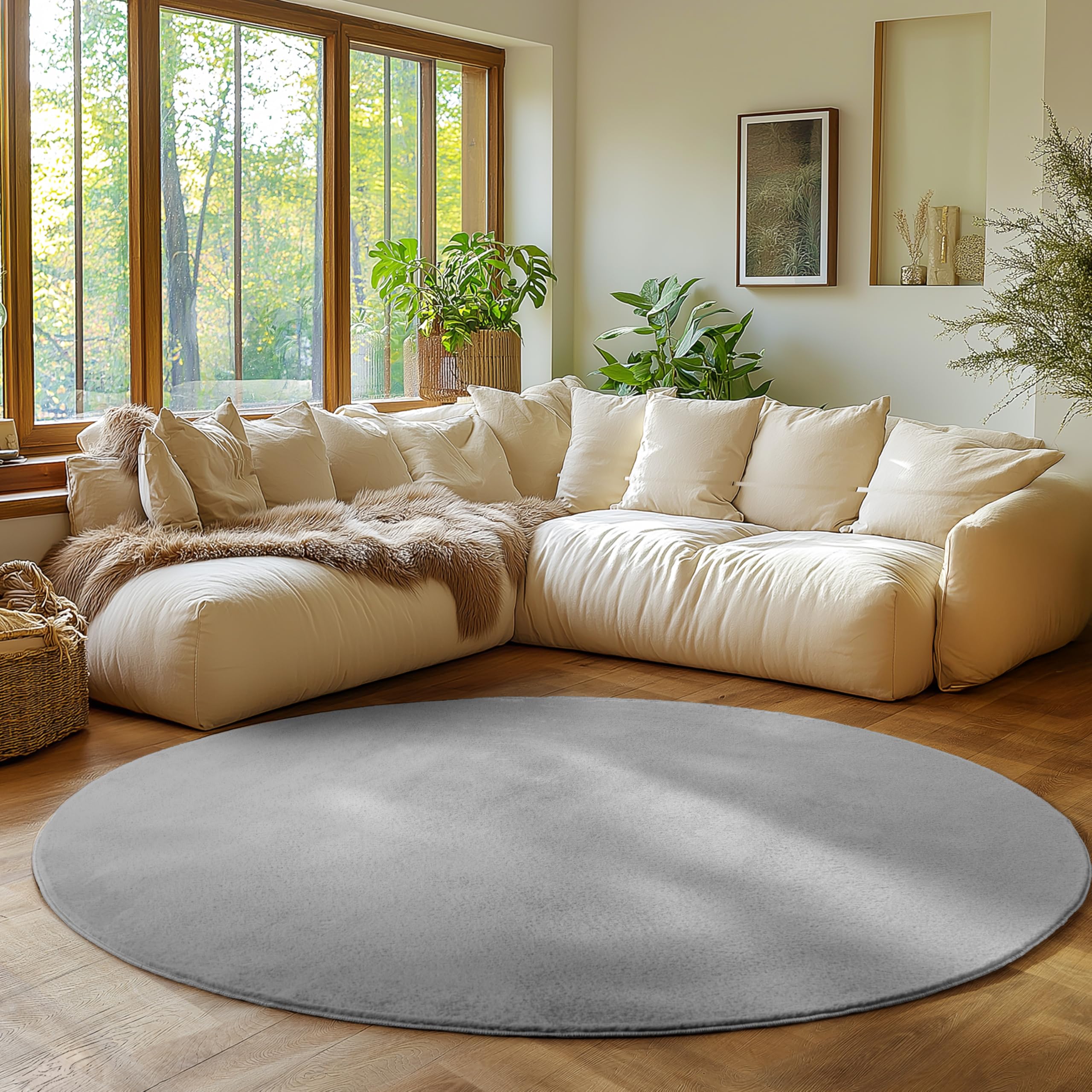 SIMPEX Teppich Wohnzimmer Kurzflor Teppich Waschbar, rund, rutschfest & weich, modernes einfarbiges Design für Wohnzimmer, Schlafzimmer, Küche & Kinderzimmer.