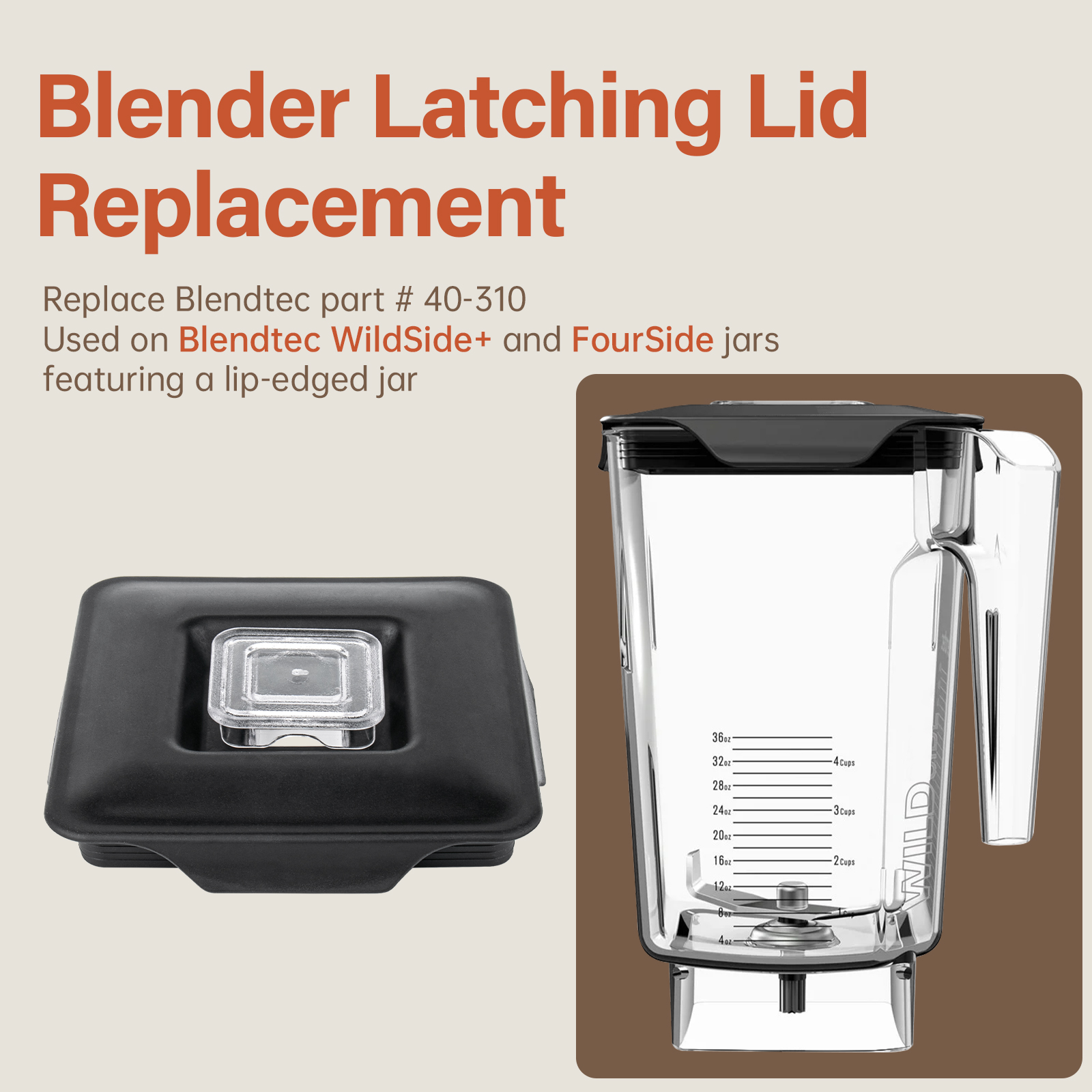 Tapa de cierre para licuadora Blendtec WildSide+ y FourSide miniatura 7
