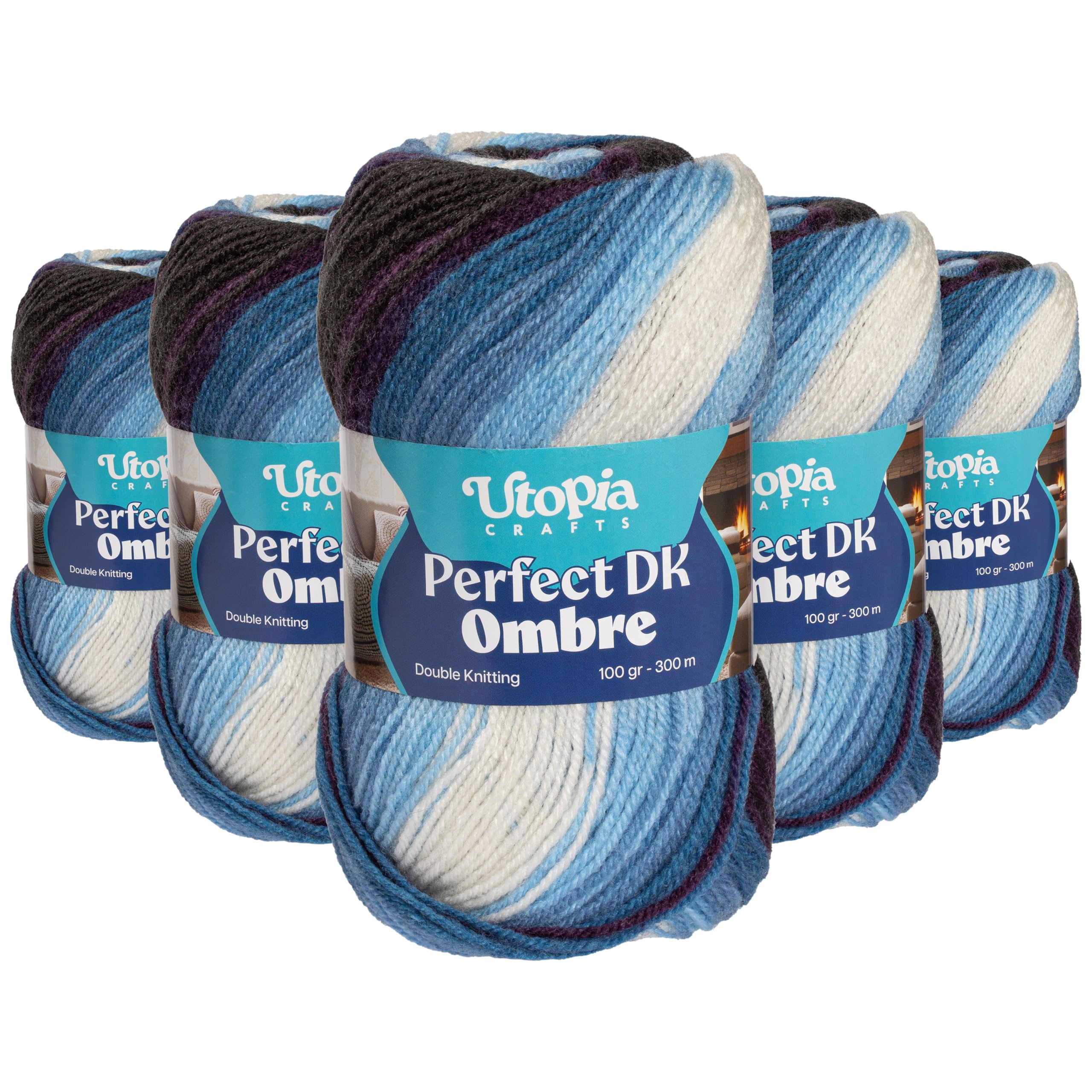 Utopia Crafts DK Ombre Multicolour Double Knitting Yarn 5X 100g (002)