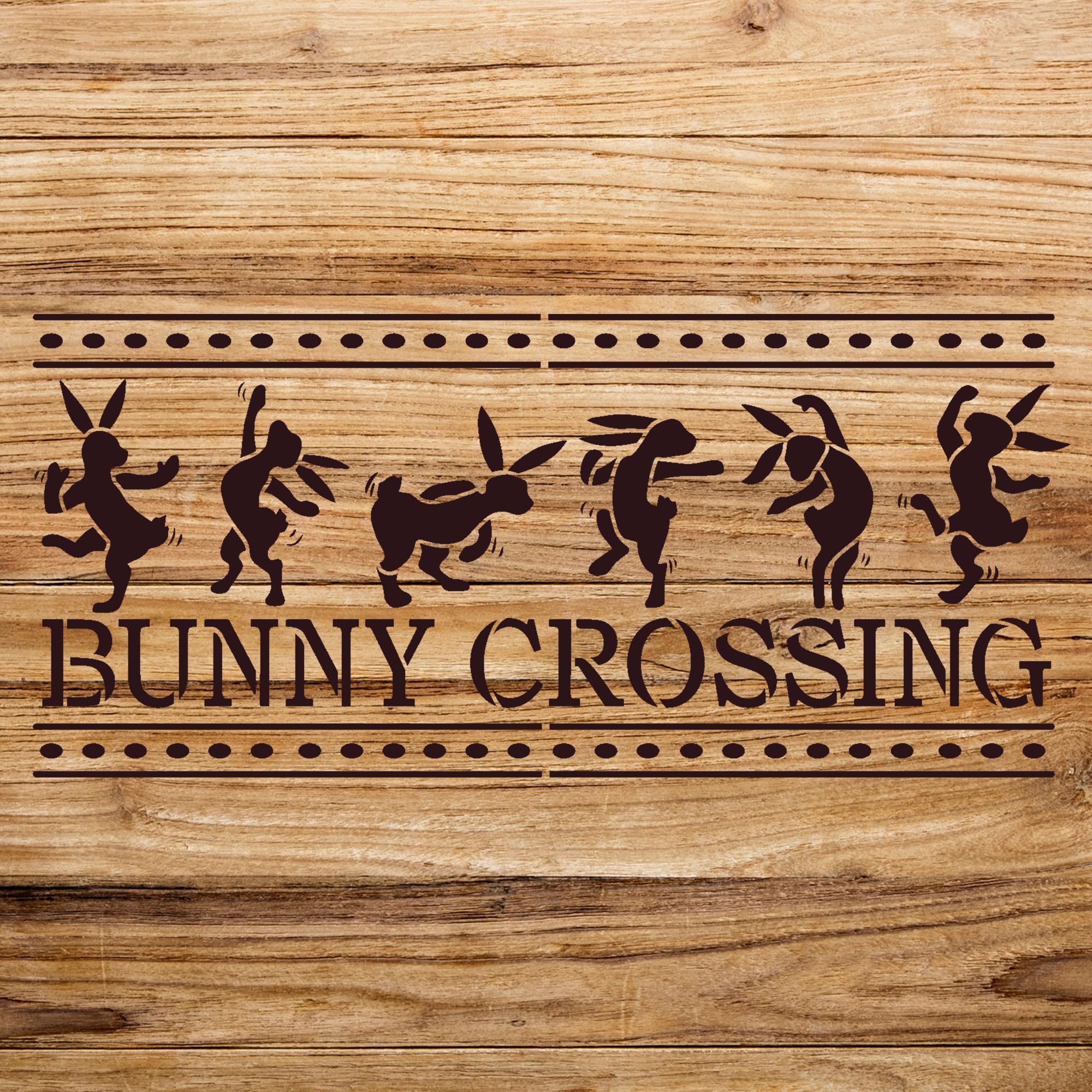 Bunny Crossing Stencil Pattern for Wood Signs and Spring Decor, Reusable Mylar Template for Easter Crafts and Home Decoration - Size A1 (33.1