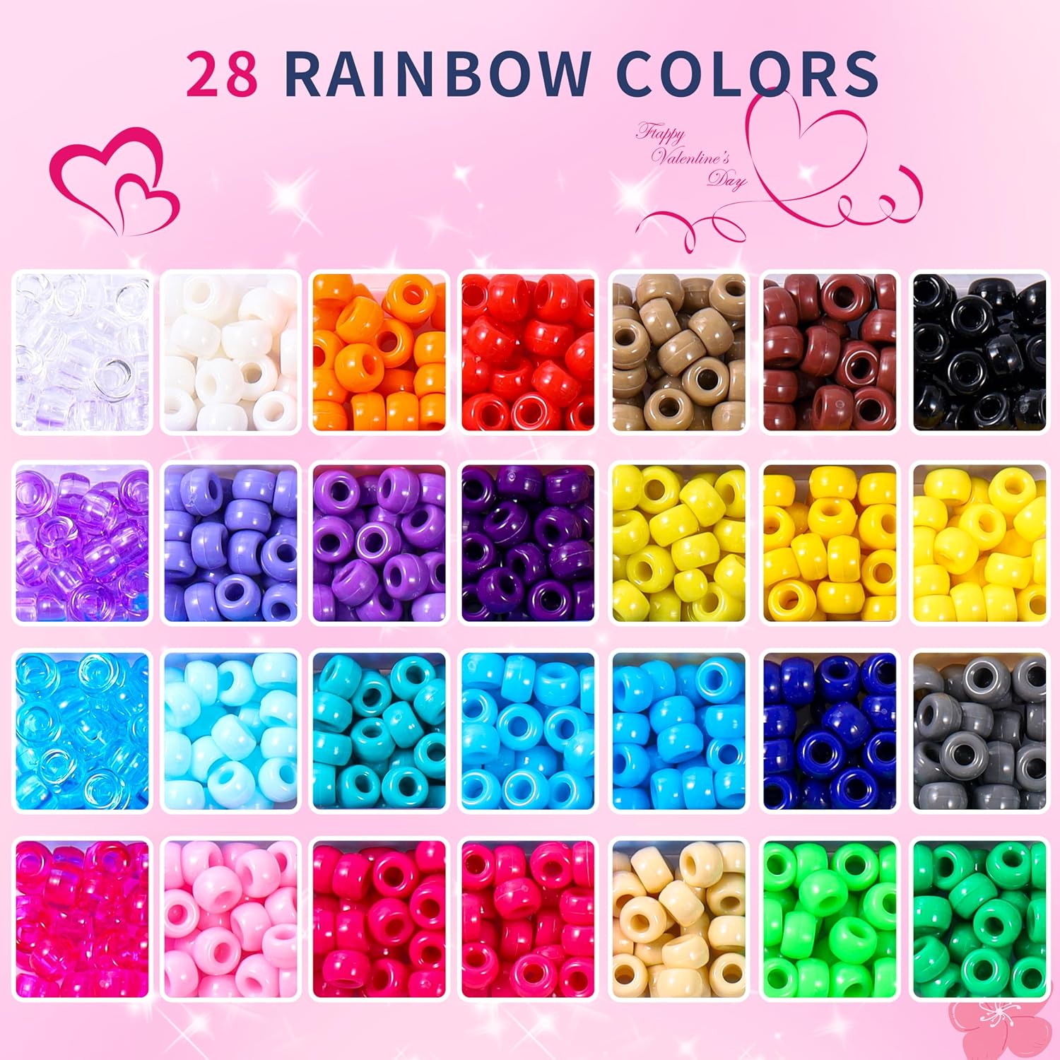 28 Colors 700pcs Pony Beads for Bracelets, 6x9mm Large Plastic Kandi Beads Set Friendship Bracelet Making Kit for Jewelry Making and DIY Crafts - Image 3