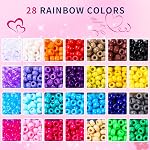 Hudinsun 28 Couleurs 700pcs Perles de poney pour bracelets, 6x9mm Grandes perles de poney en plastique Kandi perles bracelet d'amitié DIY Artisanat et fabrication de bijoux