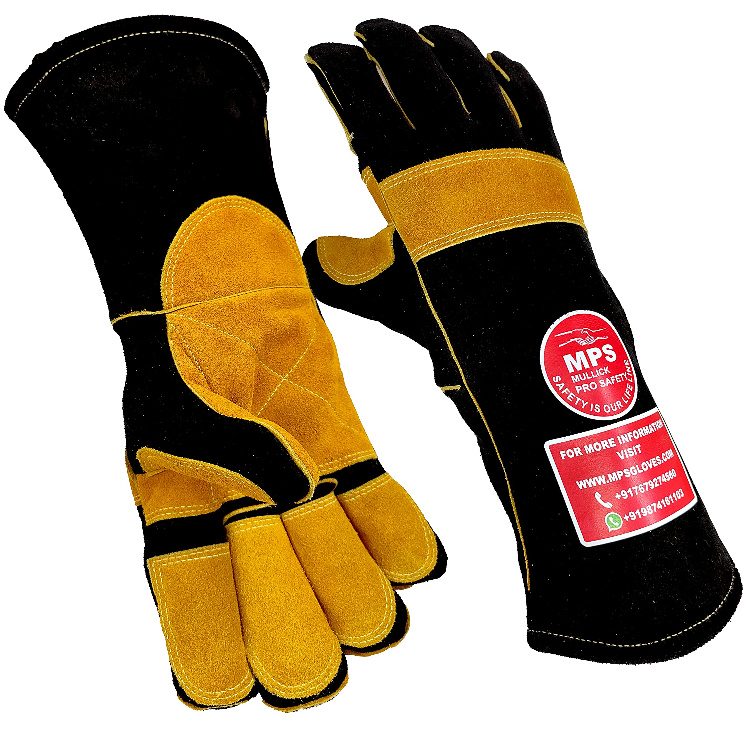 MULLICK PRO SAFETY - MPS Leather Welding Gloves Heat/Fire Resistant,Oven/Grill/Fireplace/Furnace/Stove/Pot Holder/Tig Welder/BBQ/Animal handling glove with 15 inches Extra Long Sleeve BLACK (B0B4B88J82) Amazon Price History, Amazon Price Tracker