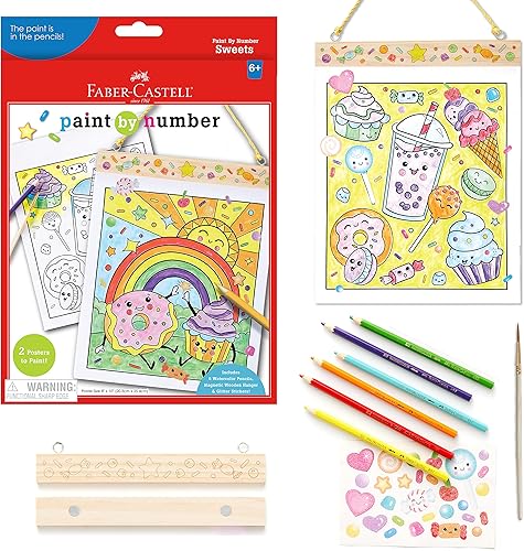 Faber-Castell Paint by Number Sweets - Pintura de acuarela para niños por número para edades de 6 a 8 años en adelante