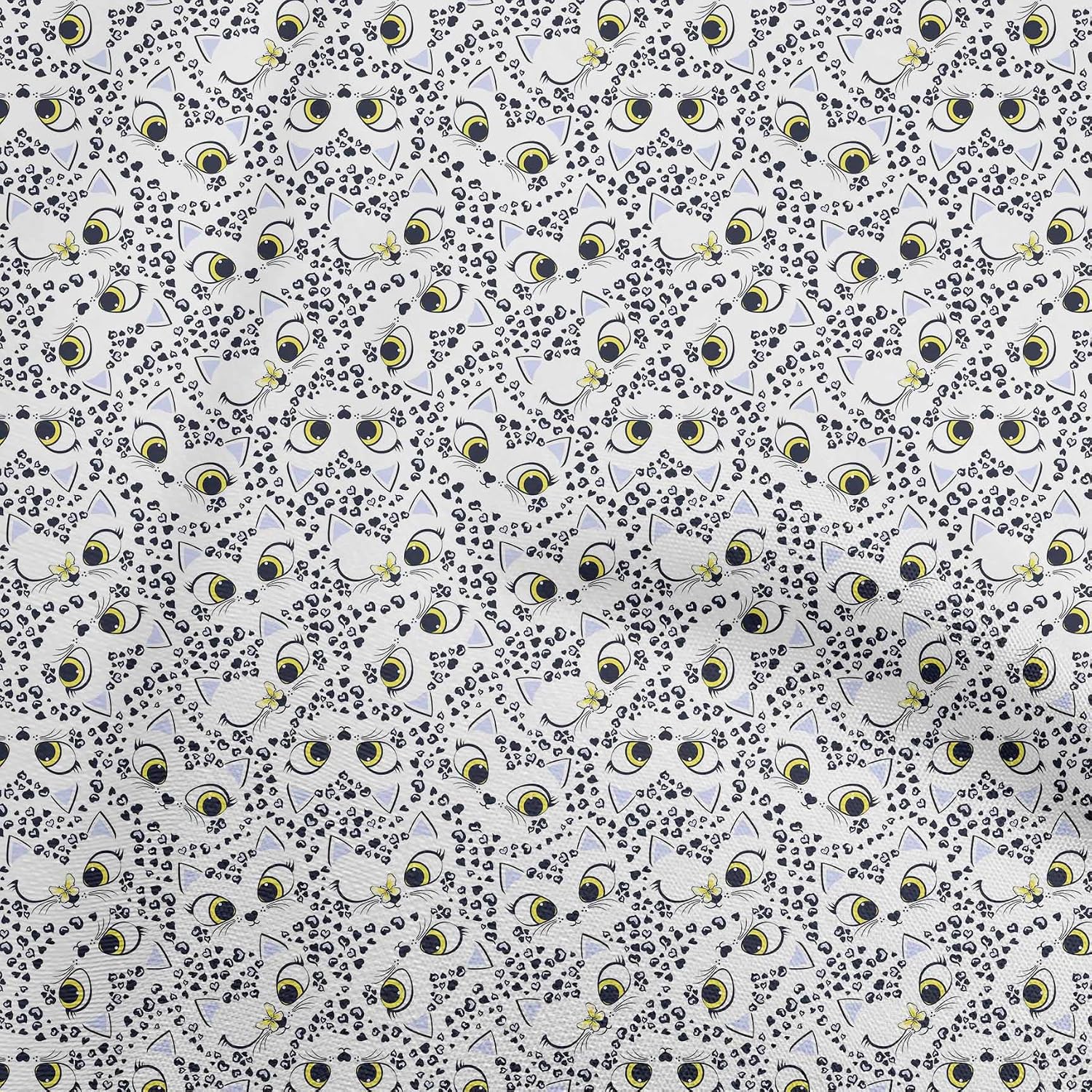 oneOone Cotton Flex Black Fabric Kids Animal Sewing Material Print Fabric By The Yard 40 Inch Wide