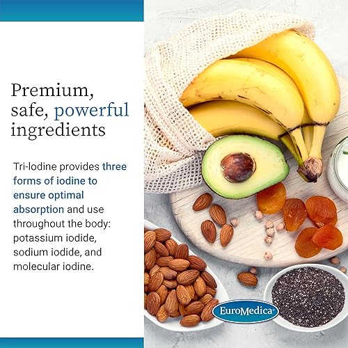 Miniatura 5 de EuroMedica Tri-yodo - 12.5 mg, 90 cápsulas - Yoduro de potasio, yoduro de sodio y yodo molecular - Tres formas beneficiosas de yodo - Apoya la