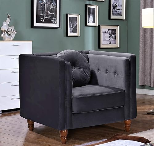 Miniatura 6 de Lexie - Sillas decorativas tapizadas de terciopelo de estilo moderno de mediados de siglo, acogedoras sillas de lectura para dormitorio, sala de