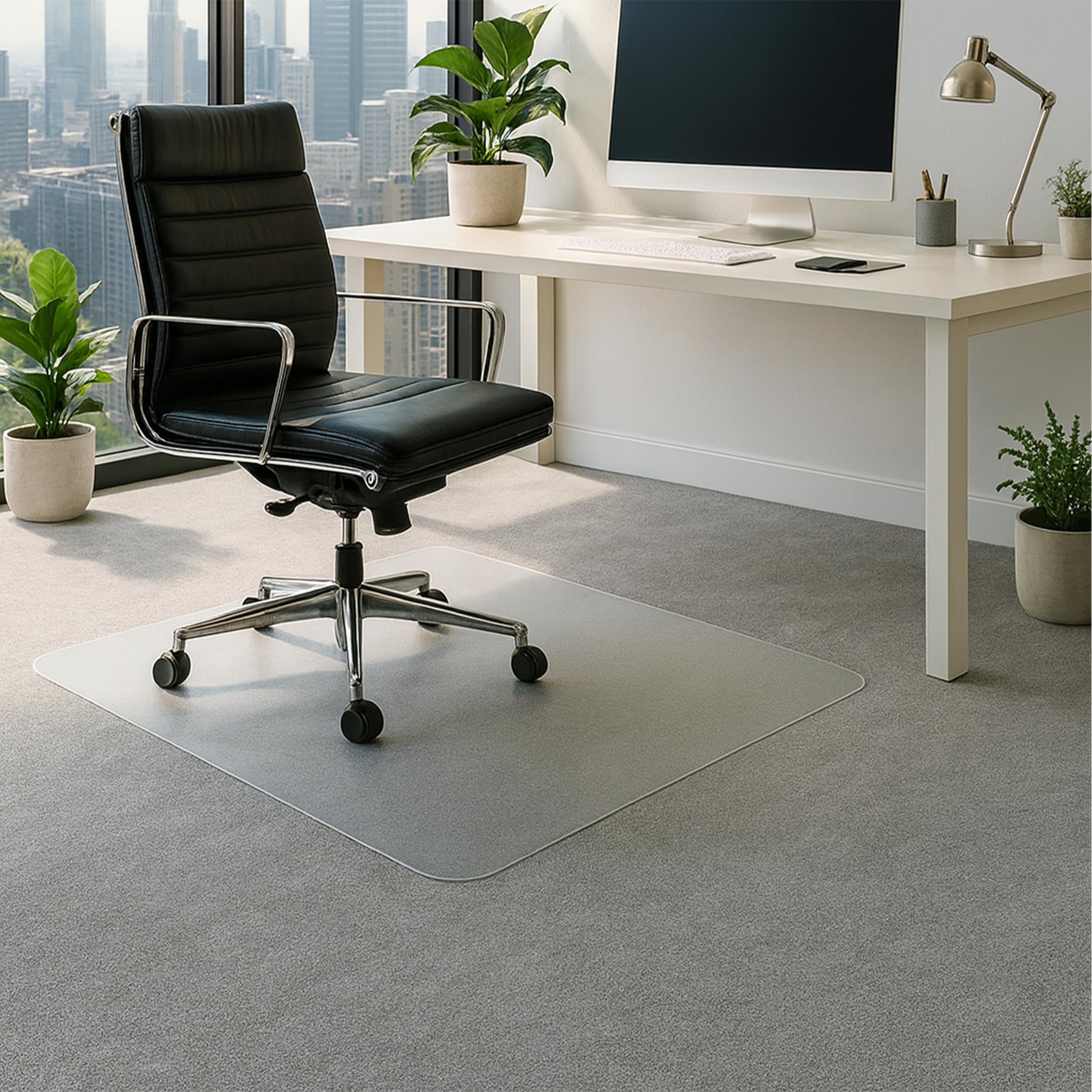 FLOORTEX alfombrilla de protección 116 x 150 cm ULTIMAT II antideslizante para suelos enmoquetados, transparente, 100% policarbonato, protección del suelo