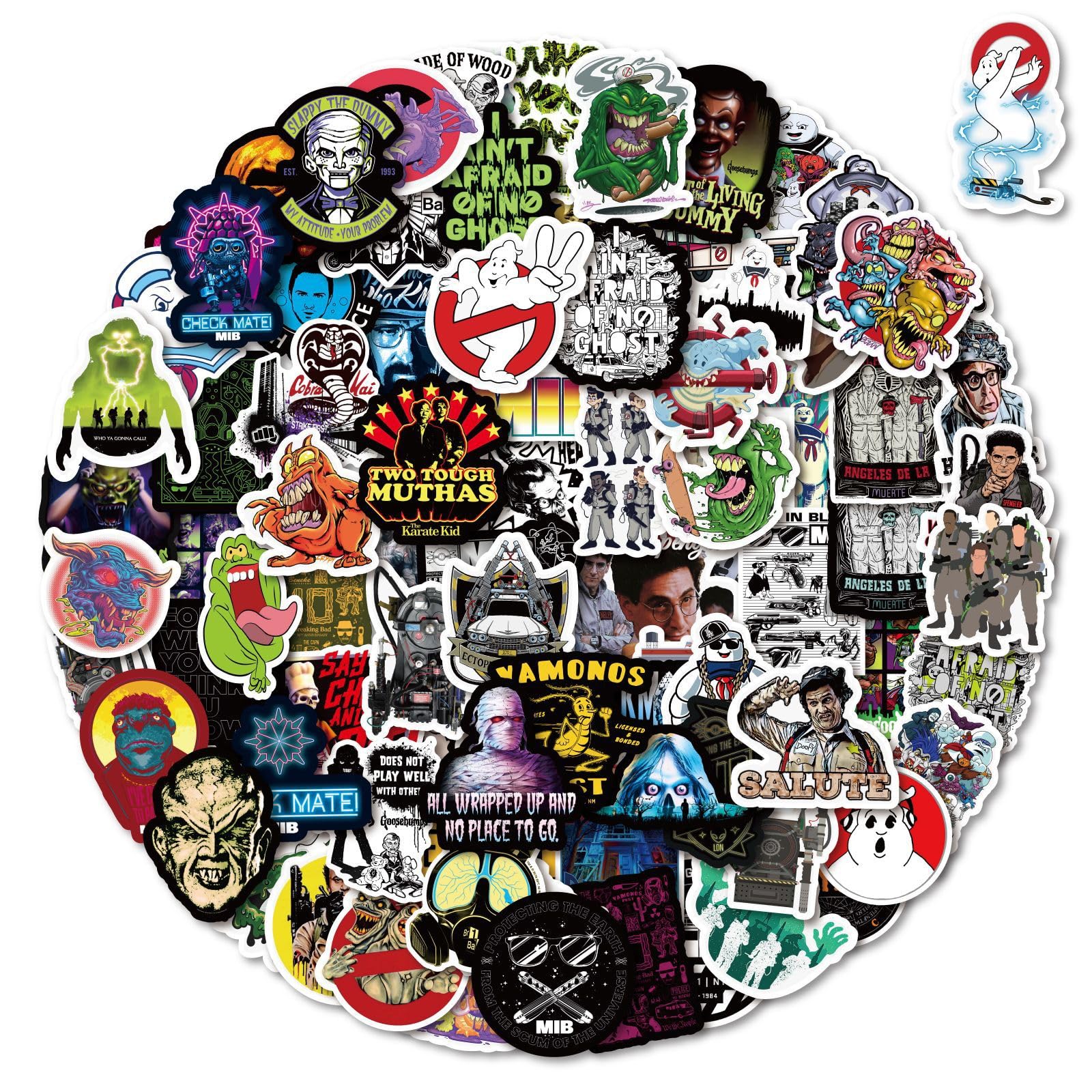 Bric dodo Pack of 100 Ghostbusters Stickers Car Laptop Phone Guitar Skateboard Motorcycle Bicycle Ghostbusters Stickers Set Vinyl Waterproof Aesthetic Stickers for Teenagers Children Adults
