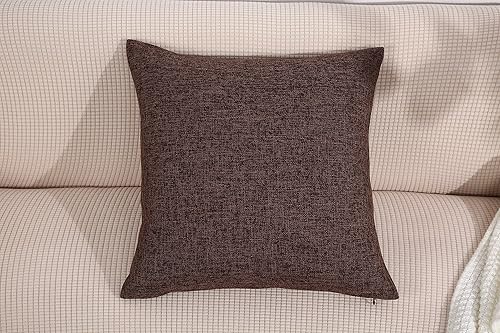 Miniatura 6 de TangDepot - Funda de cojín de lino con forro pesado, Chocolate, 12" x 12"