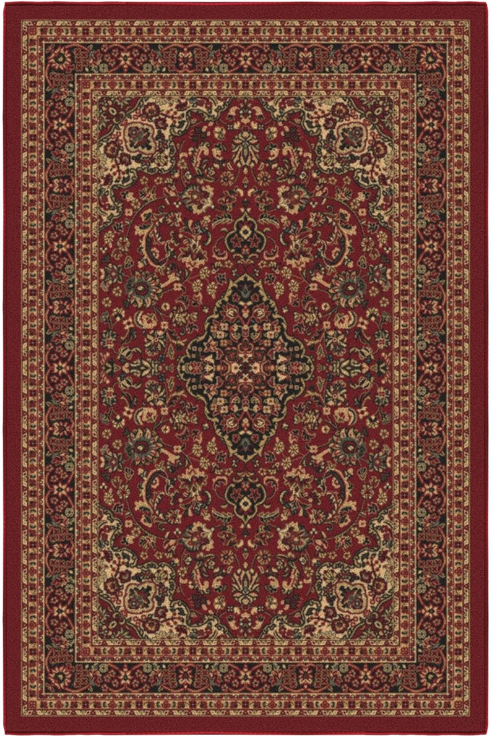 Ottomanson 3'3" x 4'7" Rugs for Living Room Oriental Area Rug for Bedroom - Non Slip Durable Large Floor Carpet for High Traffic Areas - Indoor Rug for Dining Room Kitchen Kids Playroom, Red