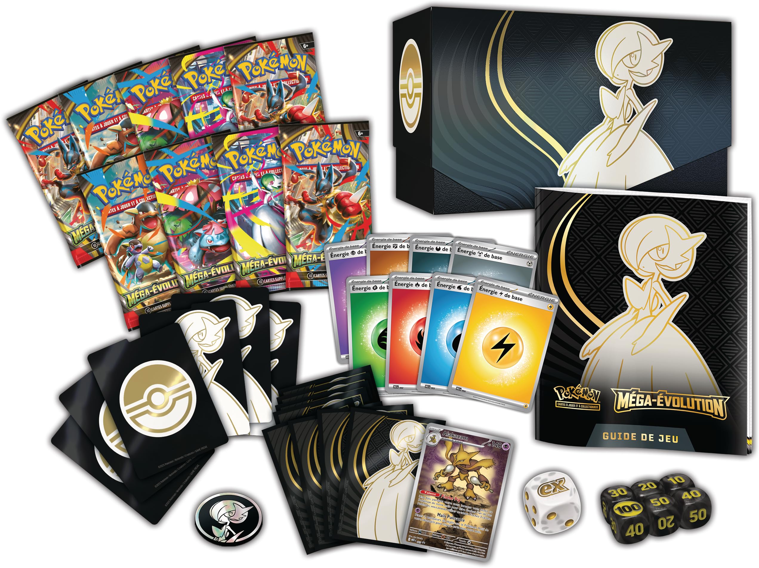 Pokémon : Coffret Dresseur d’élite Méga-Évolution – Gardevoir du JCC Pokémon (1 Carte Promo entièrement illustrée, 9 boosters et des Accessoires de Jeu Premium)
