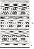 Vista 2 de Unique Loom Outdoor Striped Collection Alfombra de área - Maia (2' 2" x 3' 1" Rectángulo, Beige/Marfil)