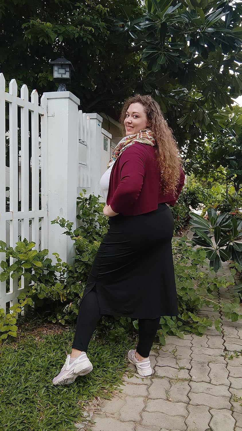 HOKOYI Women's Modest Long Skirt with Attached Leggings Pockets Midi Cover Up Workout Skirted Capris - Image 4