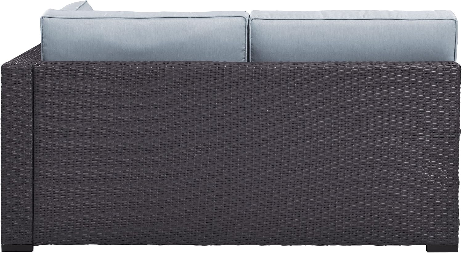 Crosley Furniture Biscayne Outdoor Sectional Loveseat, 2-Person Wicker Patio Couch for Deck, Backyard, Brown with Mist Cushions