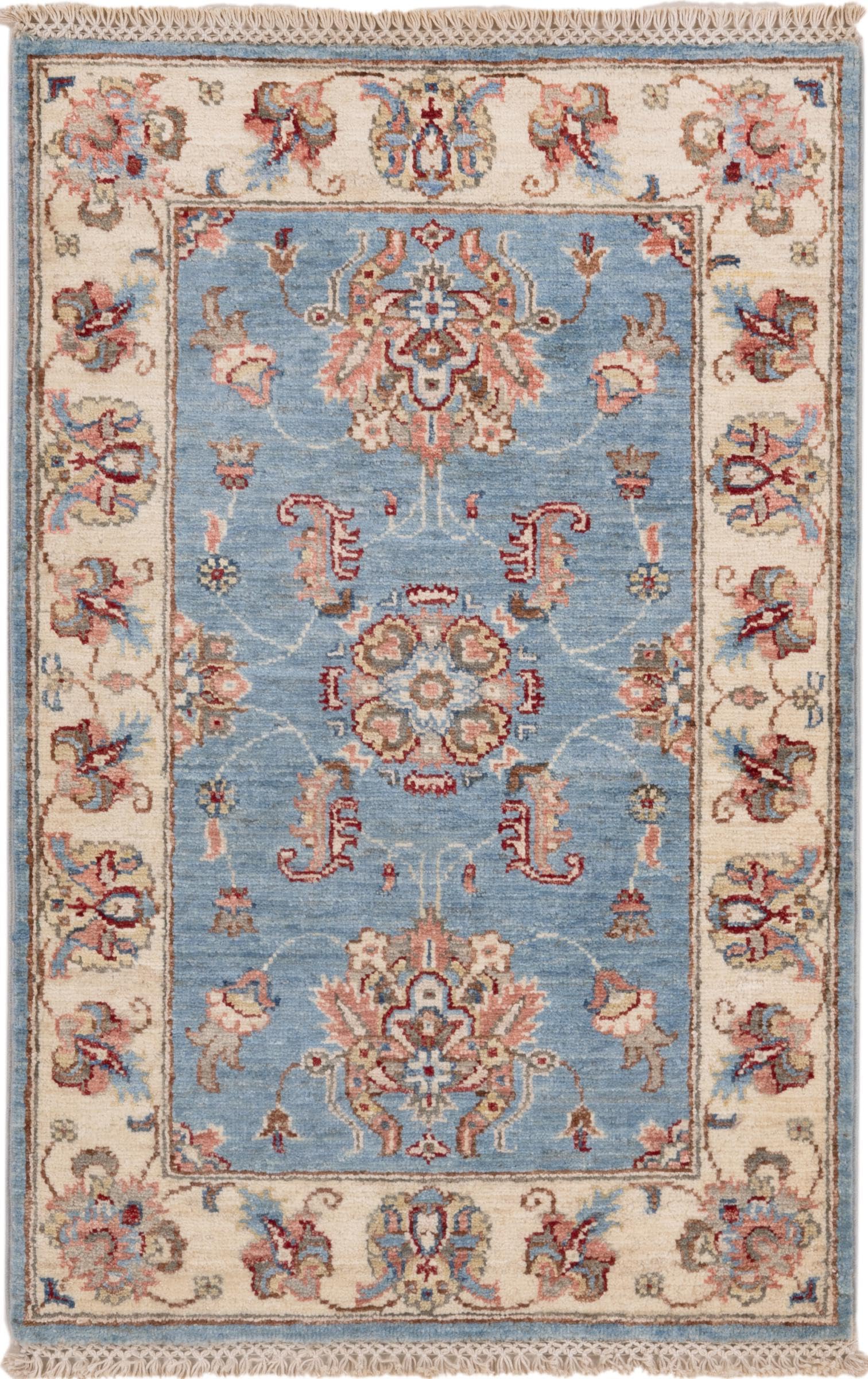 Tapis d'Orient Ziegler Farahan noué main en laine de prestige pour un salon élégant 63x98