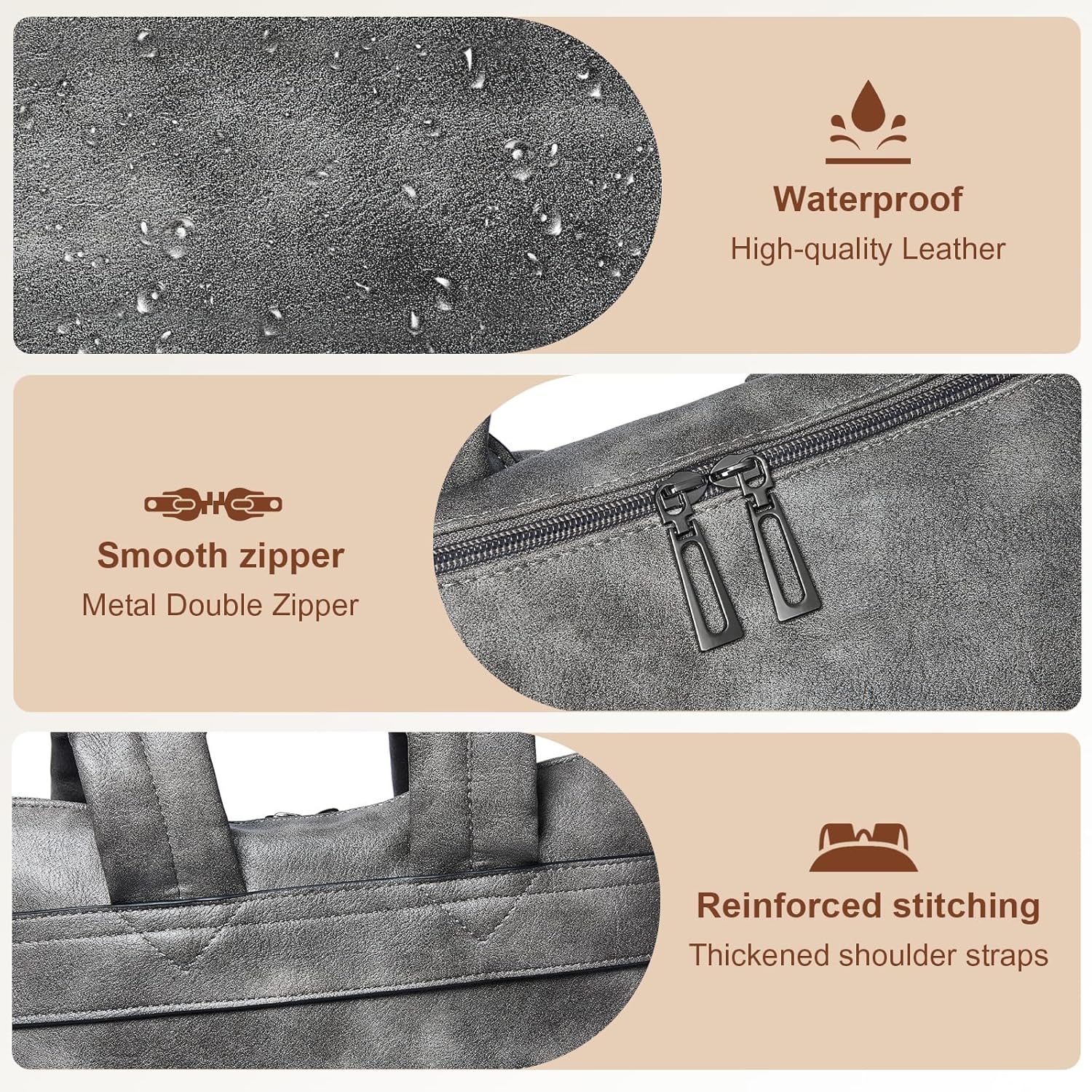 Shrrie Laptop Backpack for Women 15.6 inch,Travel Leather Backpack Purse Nurse Teacher Carry on Backpack Computer Bag,Professional Water-Resistant College Business Work Casual Daypack,Deep Gray - Image 5