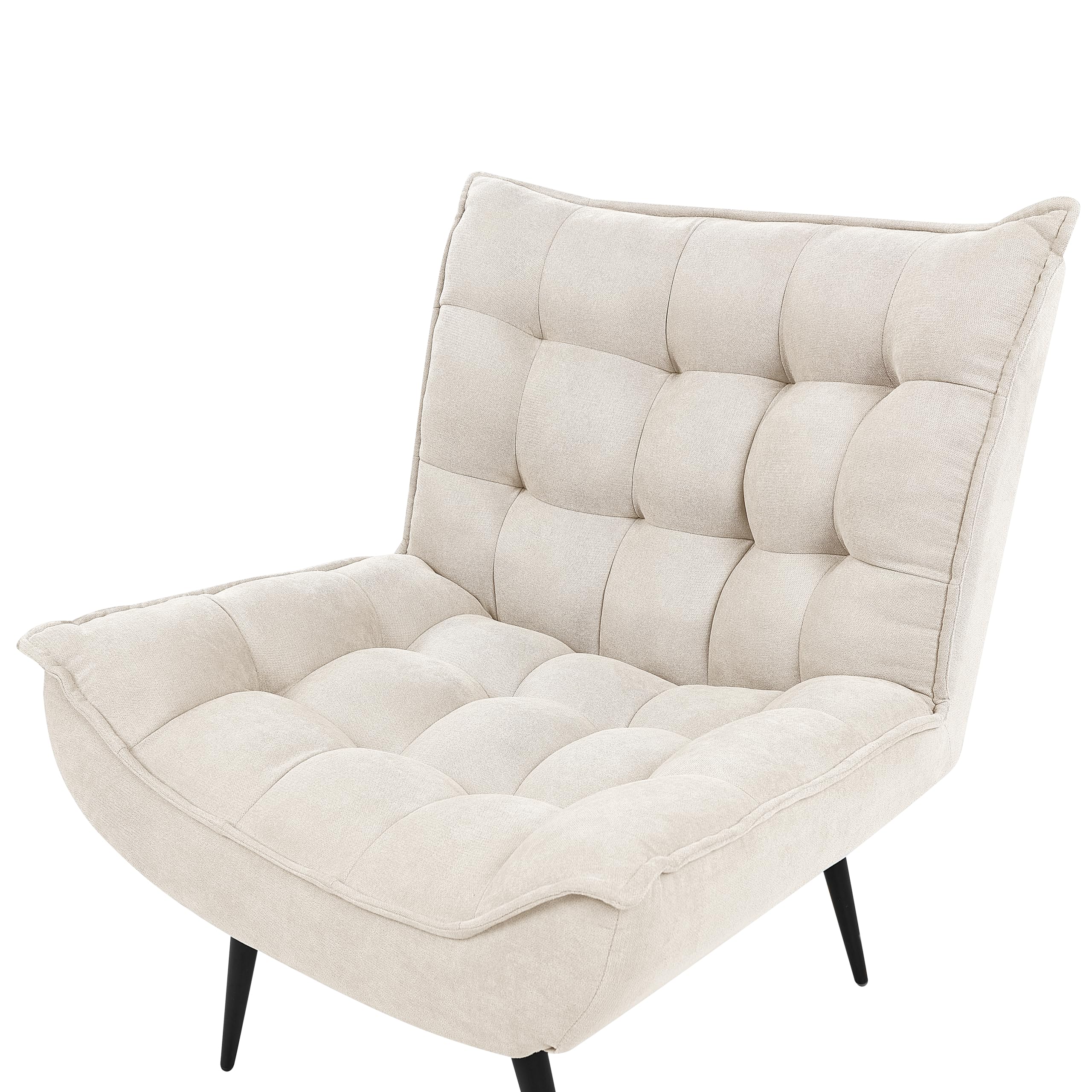 Beliani Sessel Stoff beige mit schwarzen Metallbeinen Dicker Polsterung Modern Alvesta