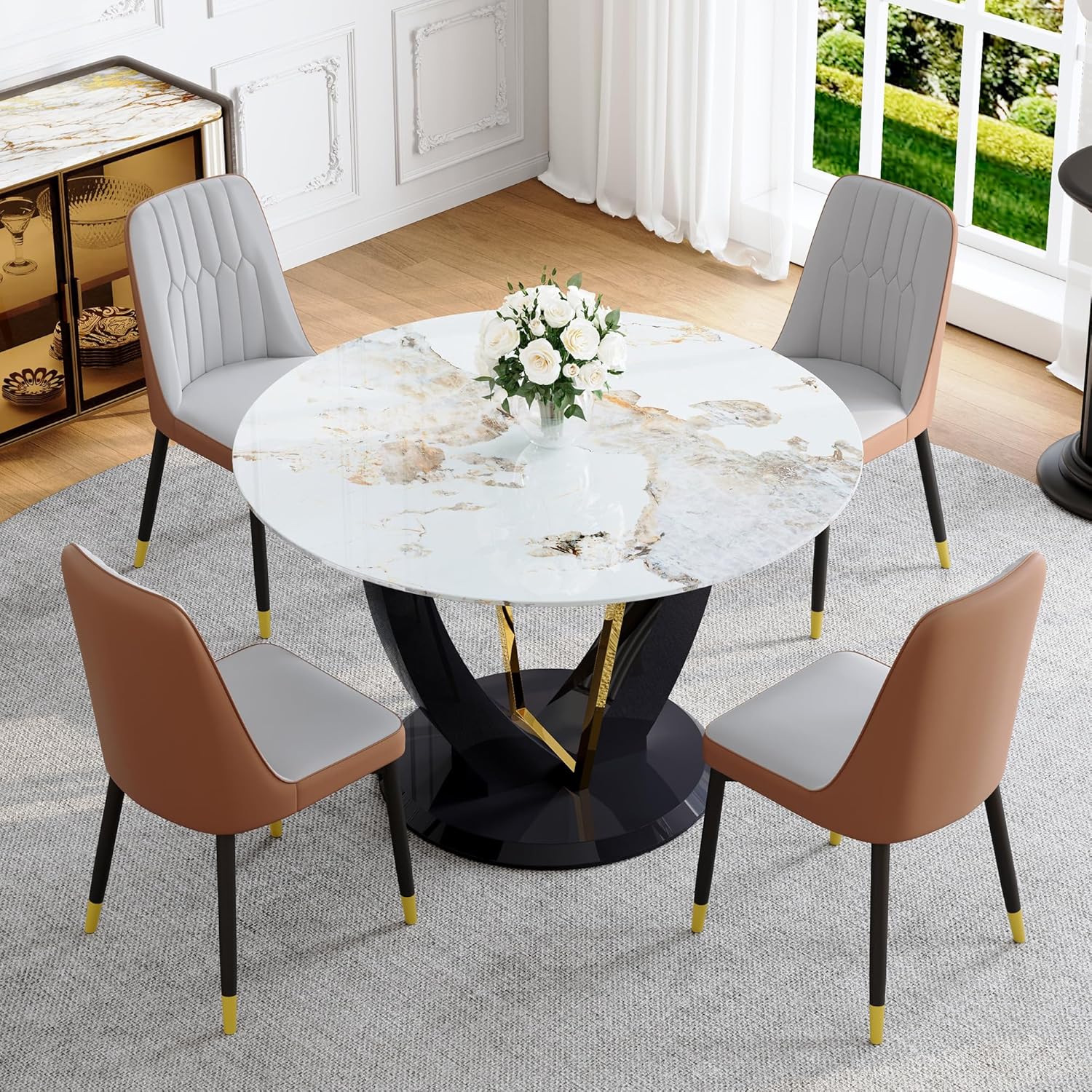 48 Round Dining Table Set for 4,Faux Marble Dining Bahrain Ubuy