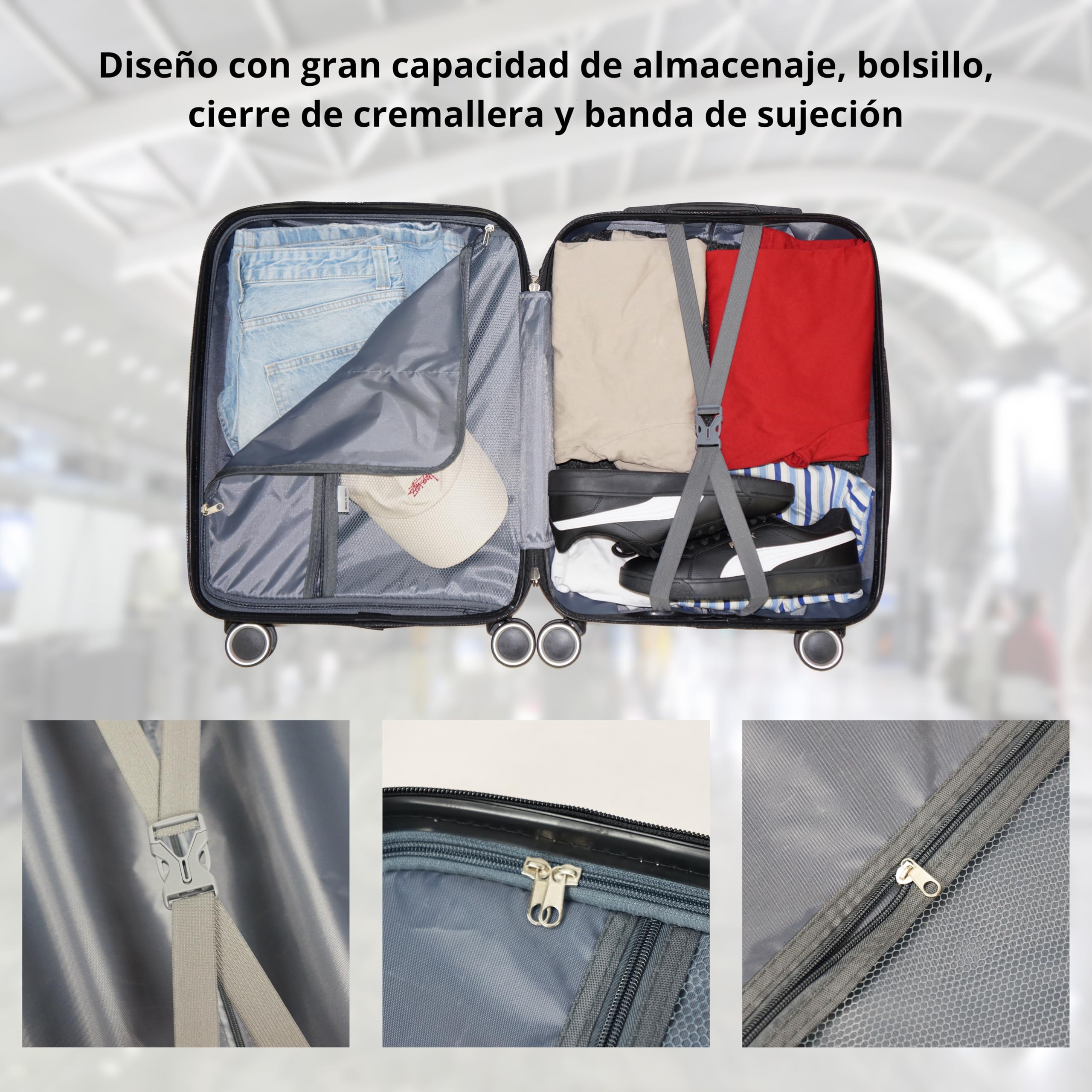 Genérico Maleta de Cabina 55x40x20 cm | Equipaje de Mano | Estructura Rígida ABS y Ruedas Dobles (Burgundy)