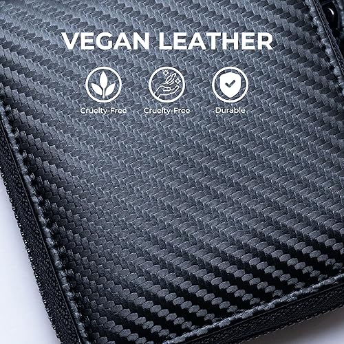 Miniatura 5 de Alldaily Carteras de bloqueo RFID para hombres con cremallera plegable RFID tarjetero (negro)