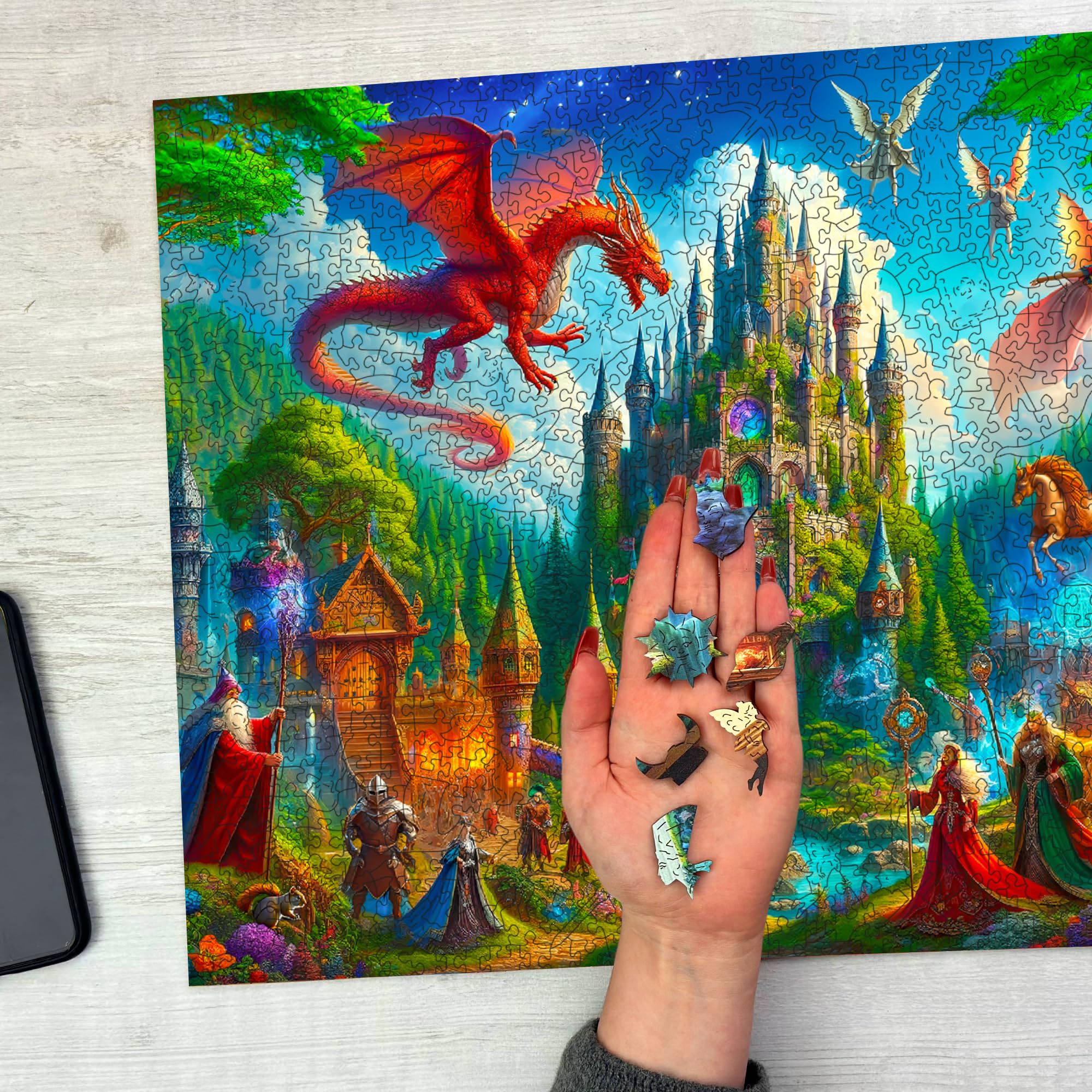 WOODEN.CITY Enchanted Tales: Wooden Jigsaw Puzzles for Adults 1000 Pieces Set including 100 Whimsies - Image 2