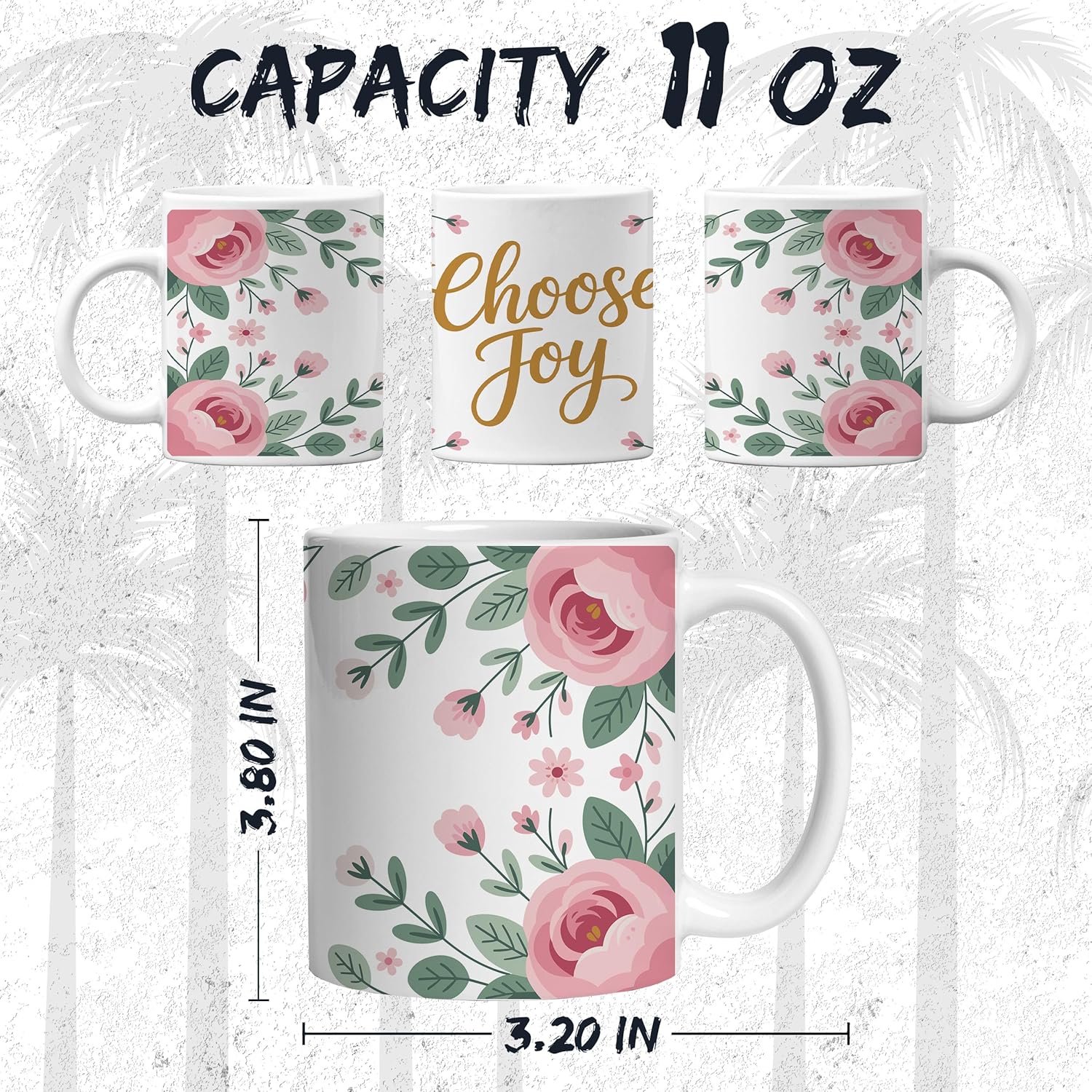 Choose Joy Ceramic Coffee Mug 11oz Positive Inspirational Quote - Tea Coffee Mug with Comfortable Grip - Unique Fun Gift White Cup for Office or Home - Vibrant Long-Lasting Print ID44991 - Image 2