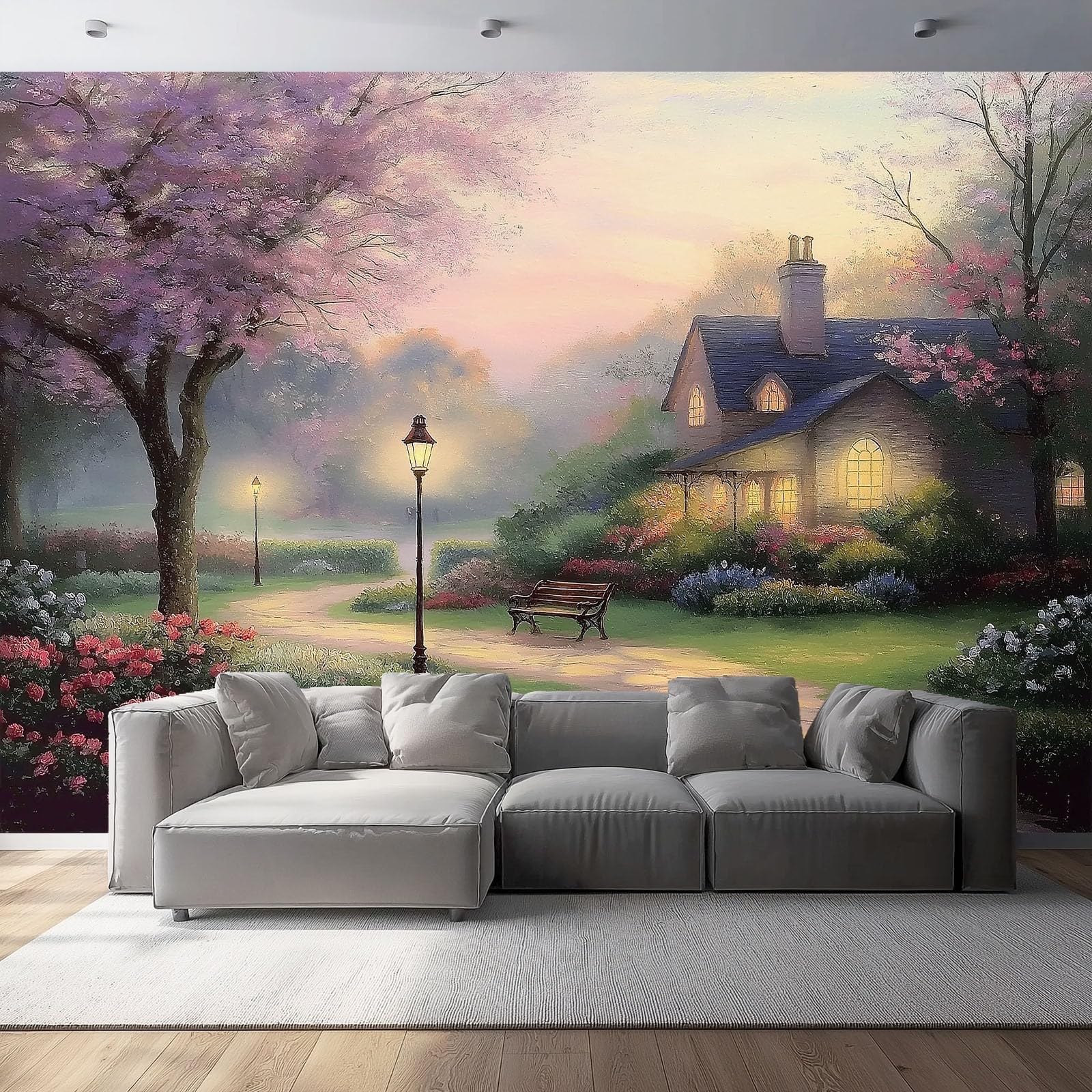 Papier Peint Panoramique Soie Chalet Pastoral 400x280 cm pour Salon