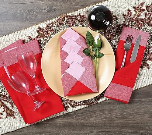 Miniatura 31 de Servilletas de lino y algodón de 18 x 18 pulgadas natural con vainica, servilletas de boda, servilletas de cóctel, servilletas de tela, servilletas