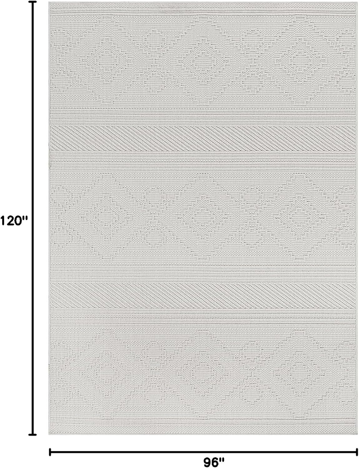 beverly rug micro loop area rug white 8x10 modern luxury soft boho geometric durable indoor area rugs for living dining room office stain resistant non shedding casual indoor carpet white 8 x 10 3304-white 8' x 10' (rectangular)