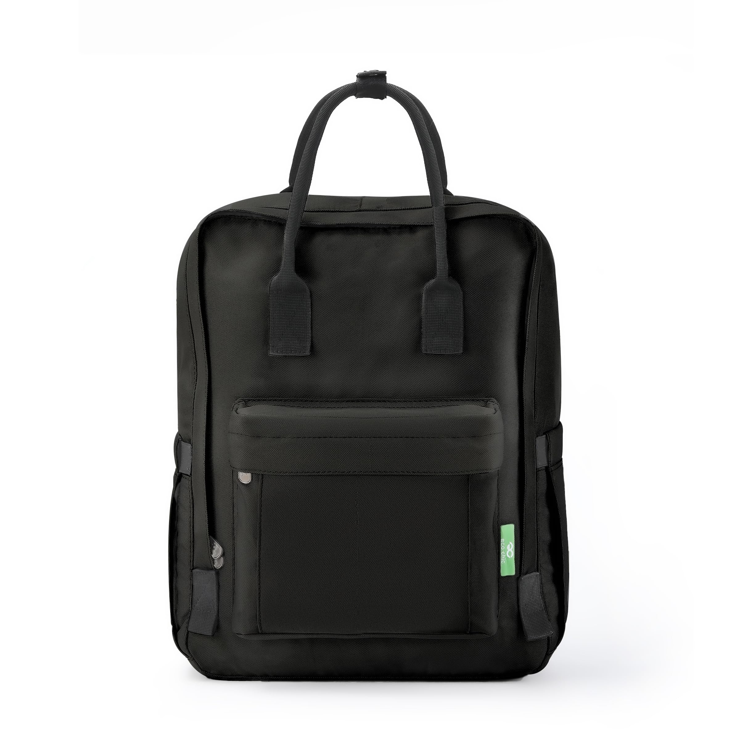 ECO CHIC Waterproof Recycled Canvas Twin Handle Backpack (Black)