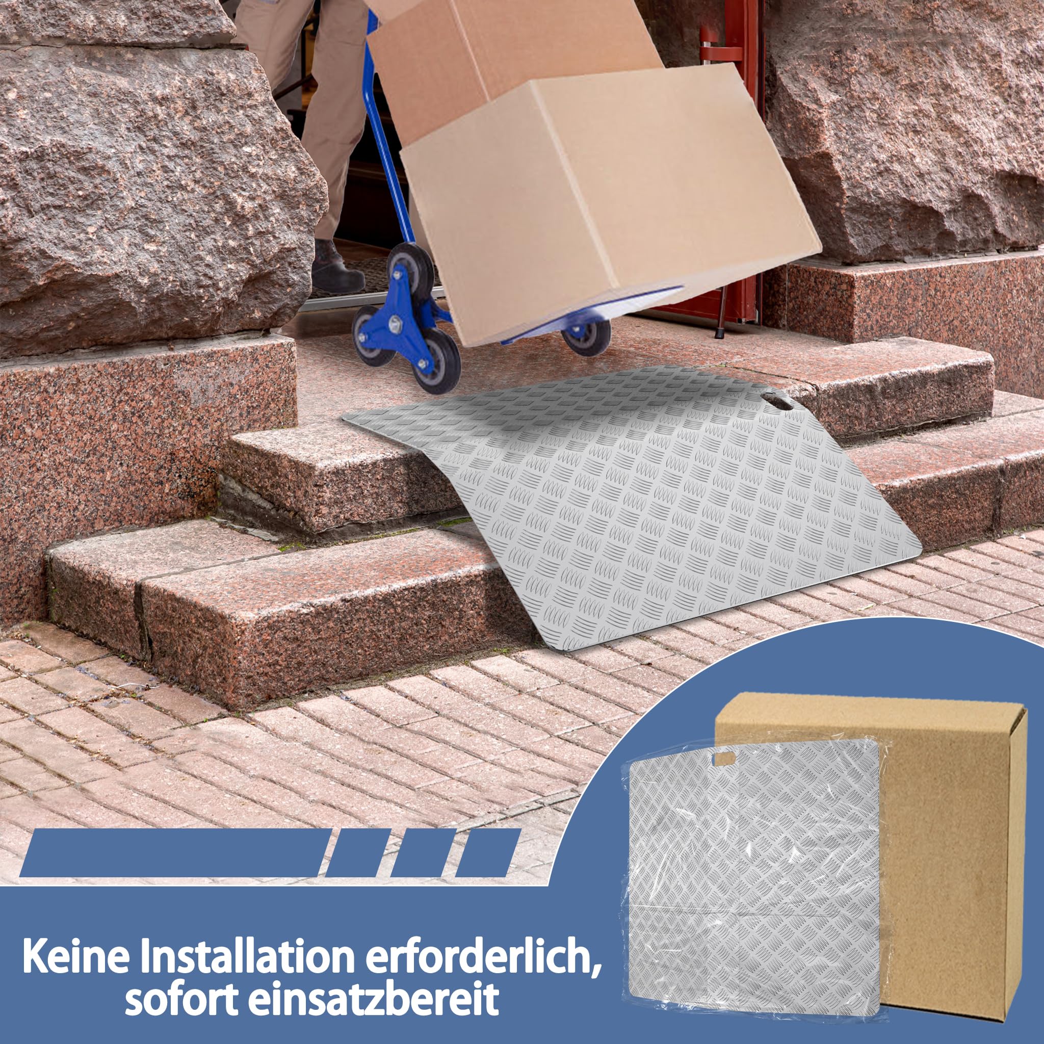 XMTECH Rampa de umbral para silla de ruedas de aluminio, rampa de puente, rampa de umbral de puerta, capacidad de carga 270 kg, 100 cm de longitud