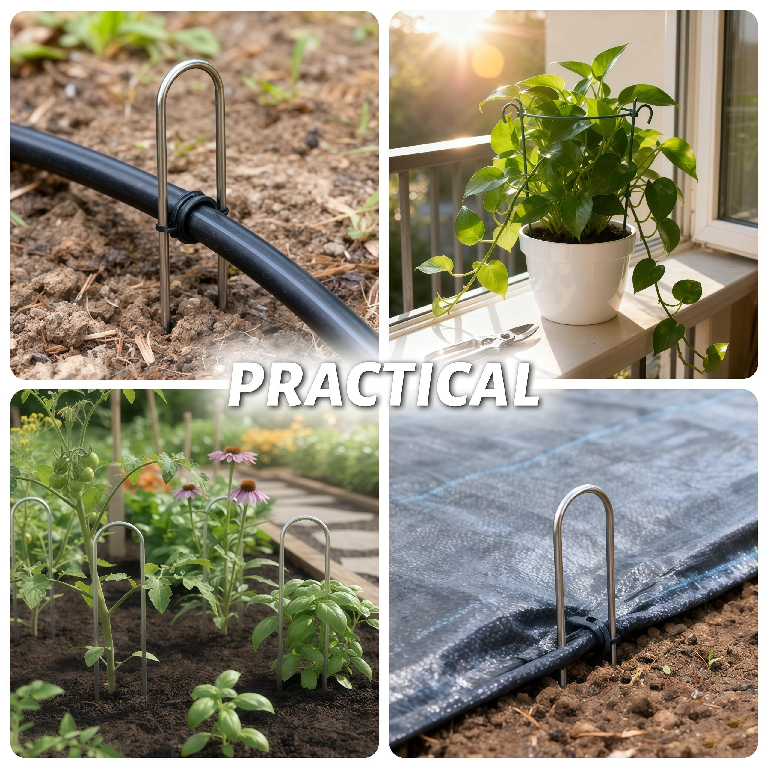 Atlantic Grapas de jardín de 4 pulgadas, acero inoxidable resistente, paquete de 10