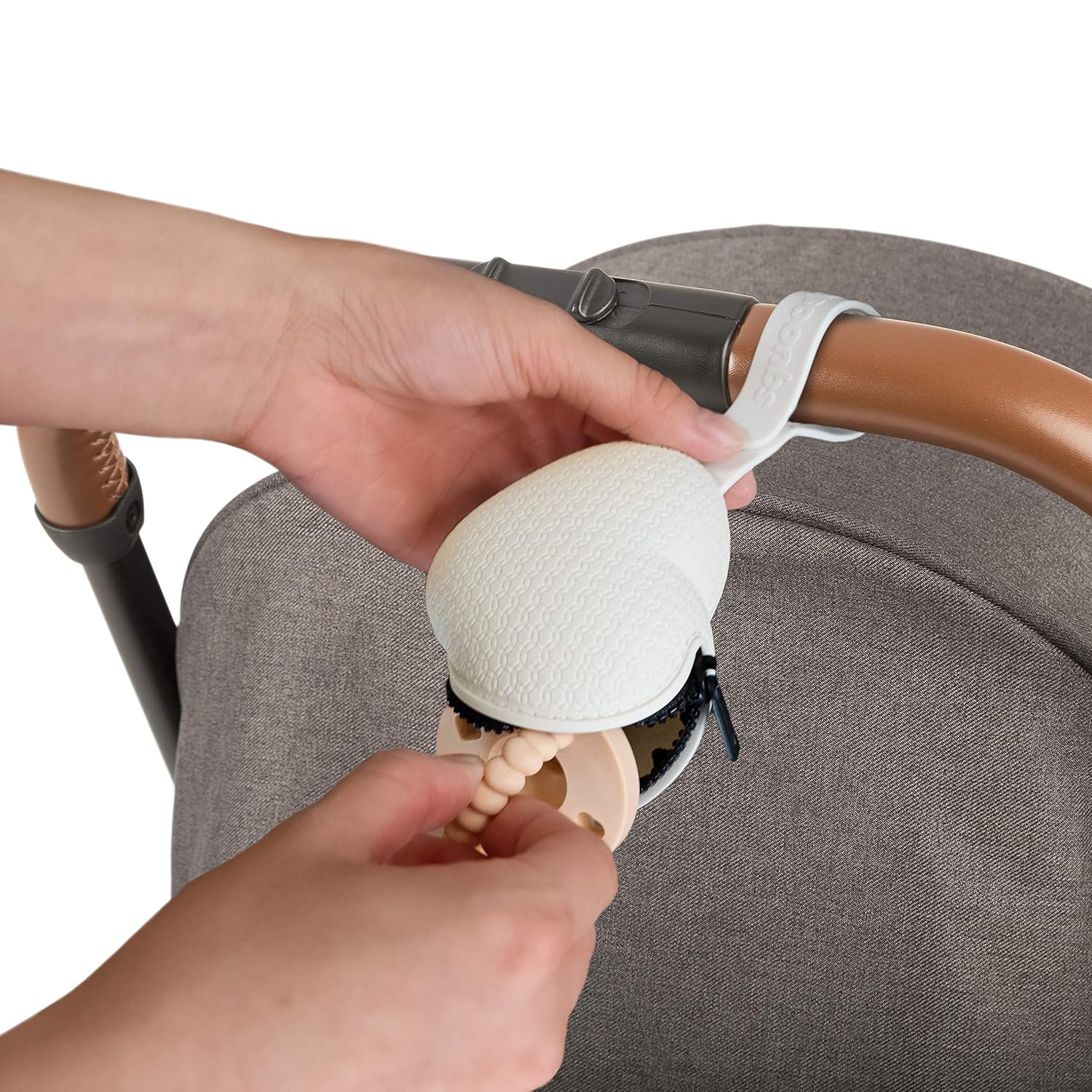 Squooshi Heart Pacifier Holder Case | BPA Free Silicone | Attaches to Strollers & Diaper Bags : Baby