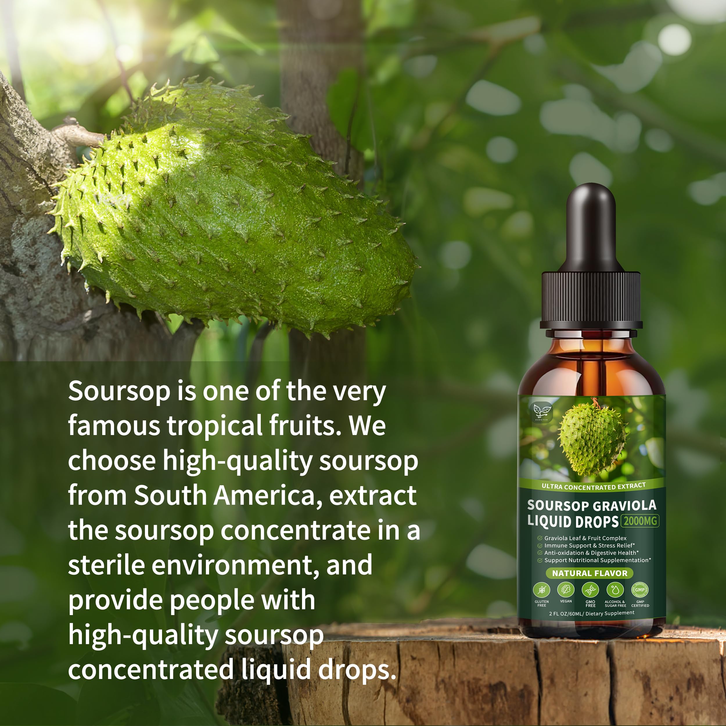 Soursop Graviola Liquid Drops 2000mg, Organic Soursop Extract - 98% Absorption Soursop Bitters Liquid for Cell Support & Regeneration and Immune Boost, Sugar/Gluten Free, Natural Flavor, 2 Fl Oz — Amazon image 6