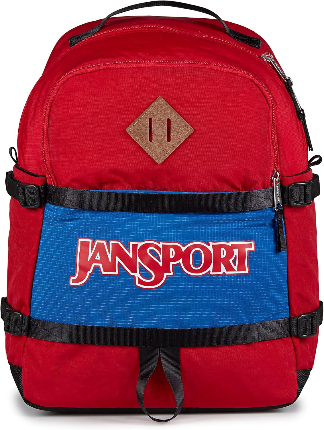 JanSport Small Seattle Pack – Compact Backpack with Main Compartment, Dual Water Bottle Pockets, and Padded Sleeve for 15-Inch Laptop, Red Tape