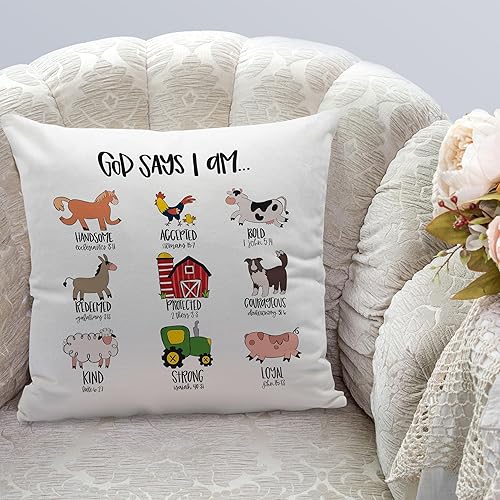 Miniatura 2 de Funda de almohada cristiana con texto bíblico con texto en inglés "God Says I am Farm", decoración para el hogar, casa de campo, habitación de