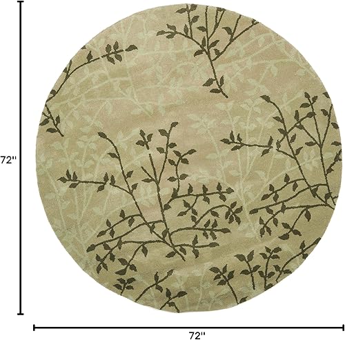 Miniatura 2 de SAFAVIEH Soho Collection SOH733A - Alfombra redonda de lana y viscosa de 6 pies, hecha a mano, color verde y multicolor