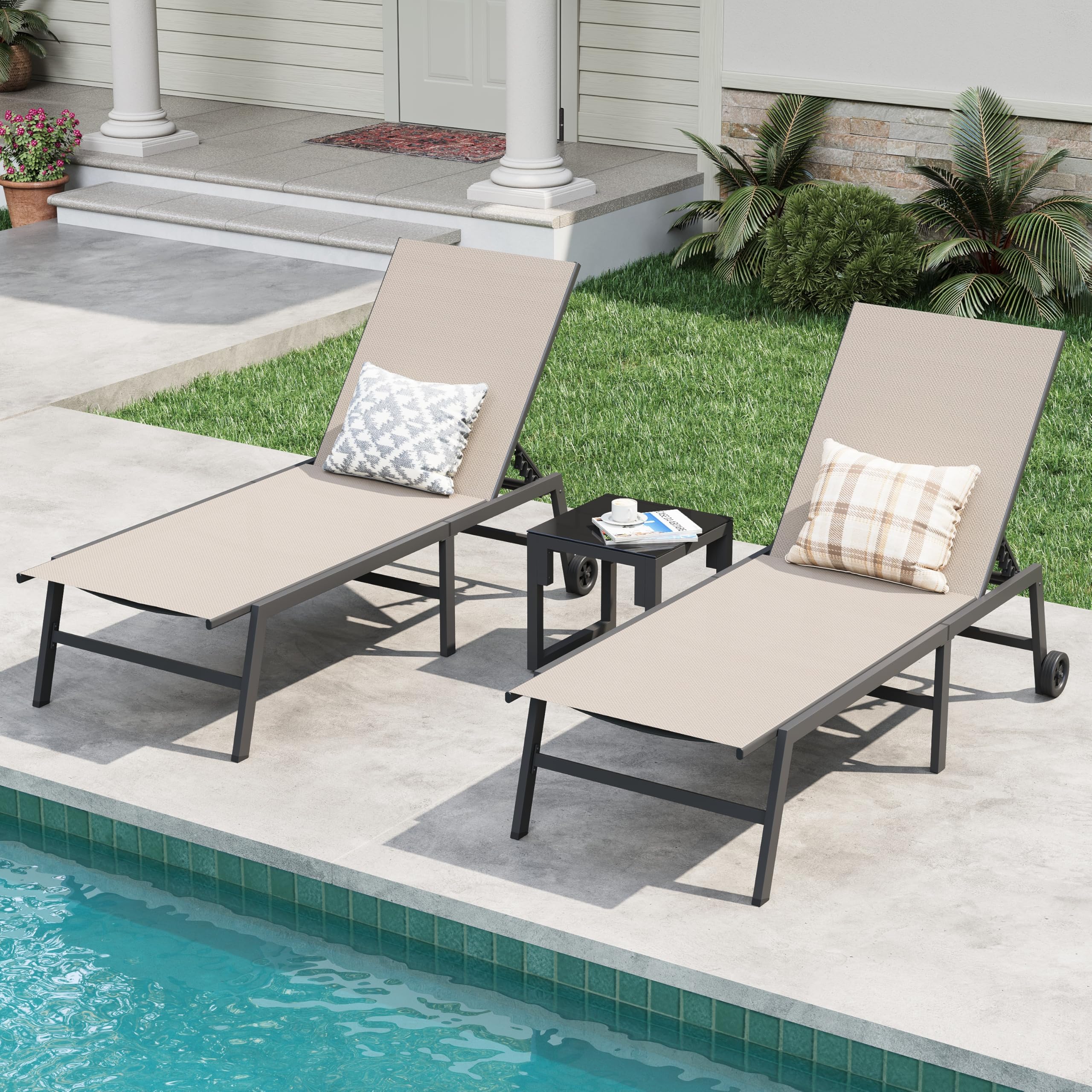 Amopatio Patio Lounge Chairs Outdoor Chaise Lounges Set of 2