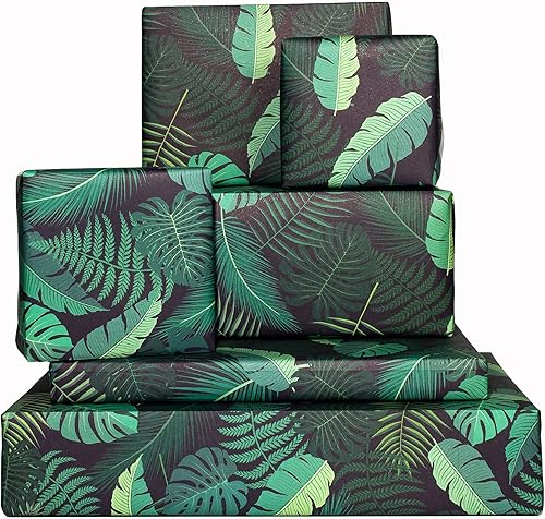 CENTRAL 23 6 hojas de papel de regalo, hojas y plantas verdes, papel de regalo ecológico para hombres y mujeres, reciclable, diseño moderno para