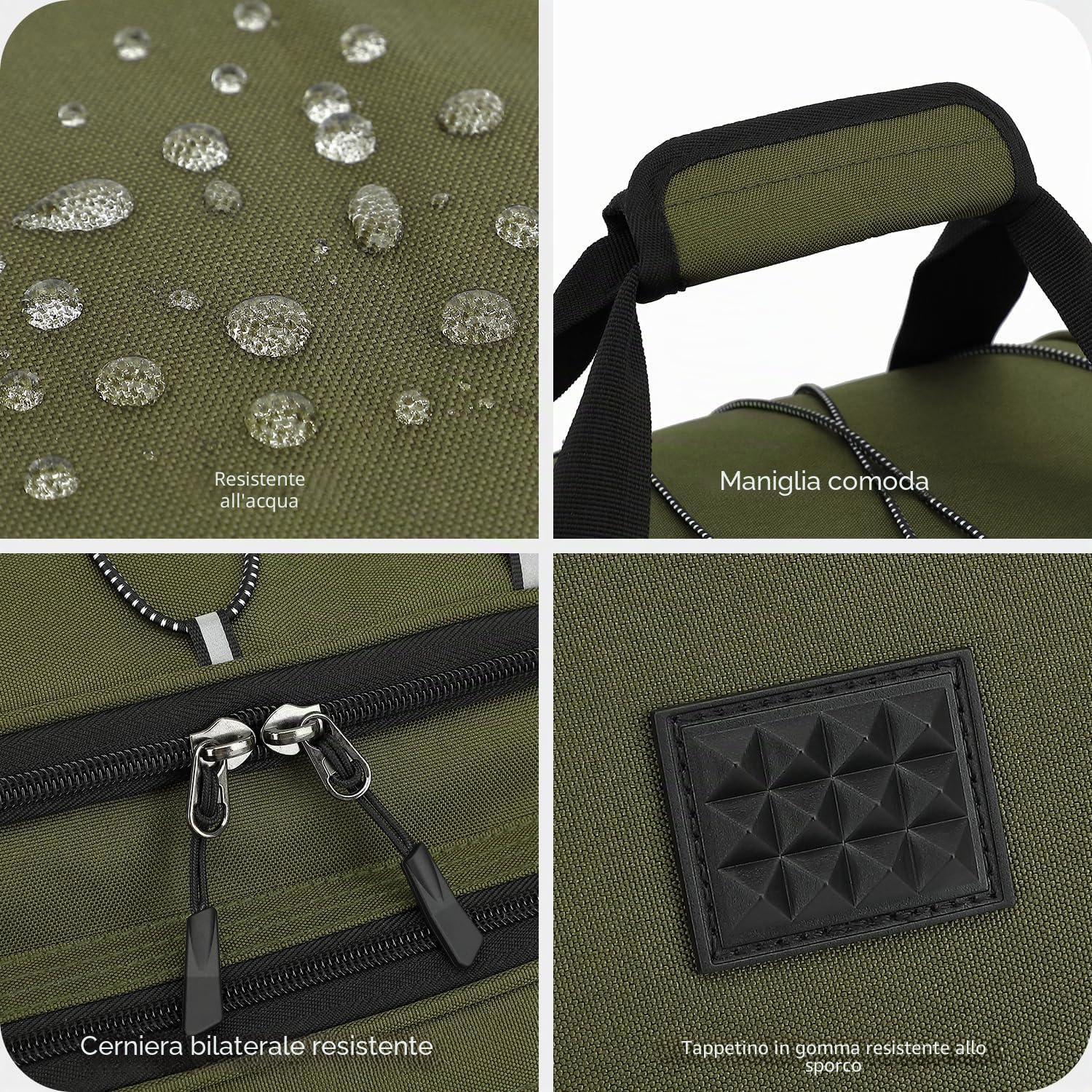 Laripwit Borsa da viaggio espandibile da uomo, weekender, bagaglio a mano per campeggio e sport, verde militare, 70 x 28 x 25.4 cm